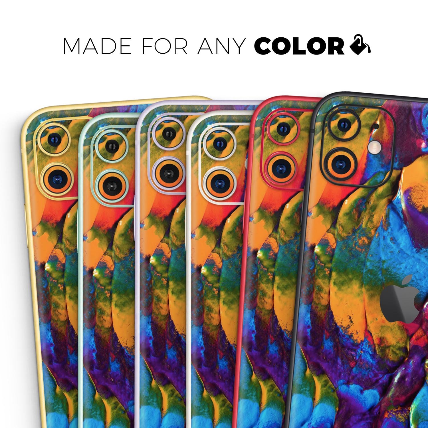 Liquid Abstract Paint V19 skin for Apple iPhone, showcasing vibrant colors and premium vinyl material.