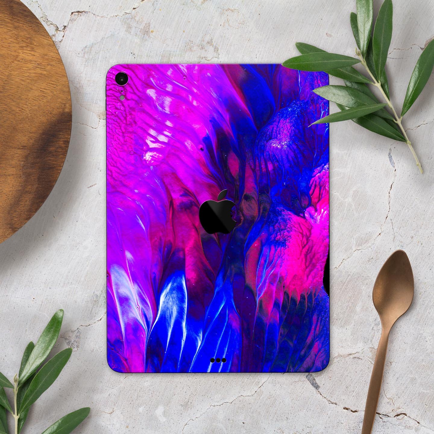 Liquid Abstract Paint V22 skin decal for Apple iPad, showcasing vibrant colors and a sleek design, made from premium 3M materials.