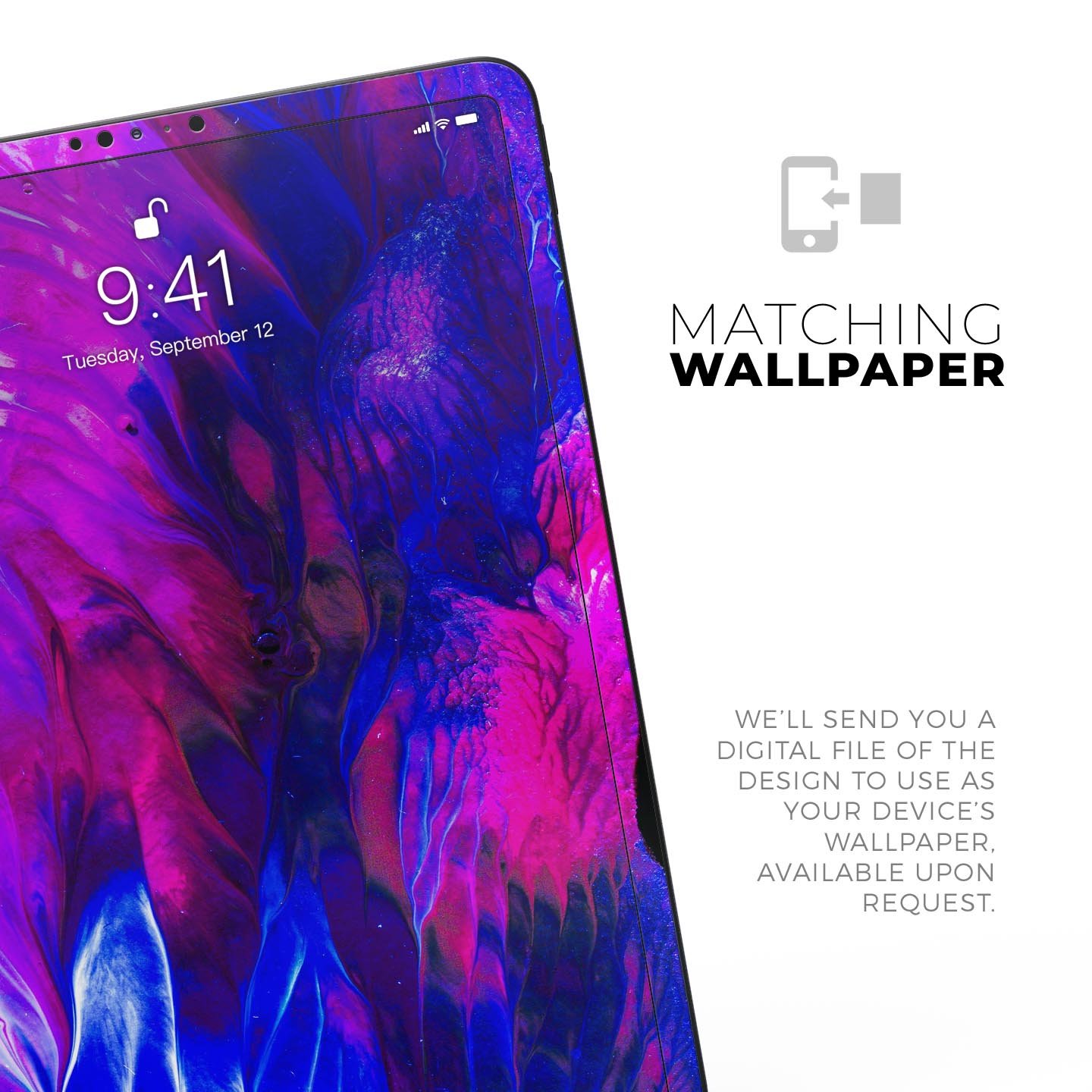 Liquid Abstract Paint V22 skin decal for Apple iPad, showcasing vibrant colors and a sleek design, made from premium 3M materials.