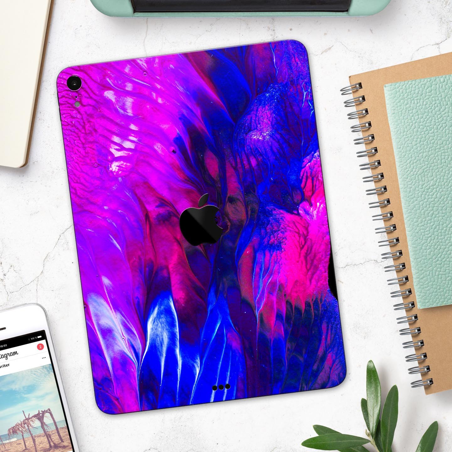 Liquid Abstract Paint V22 skin decal for Apple iPad, showcasing vibrant colors and a sleek design, made from premium 3M materials.