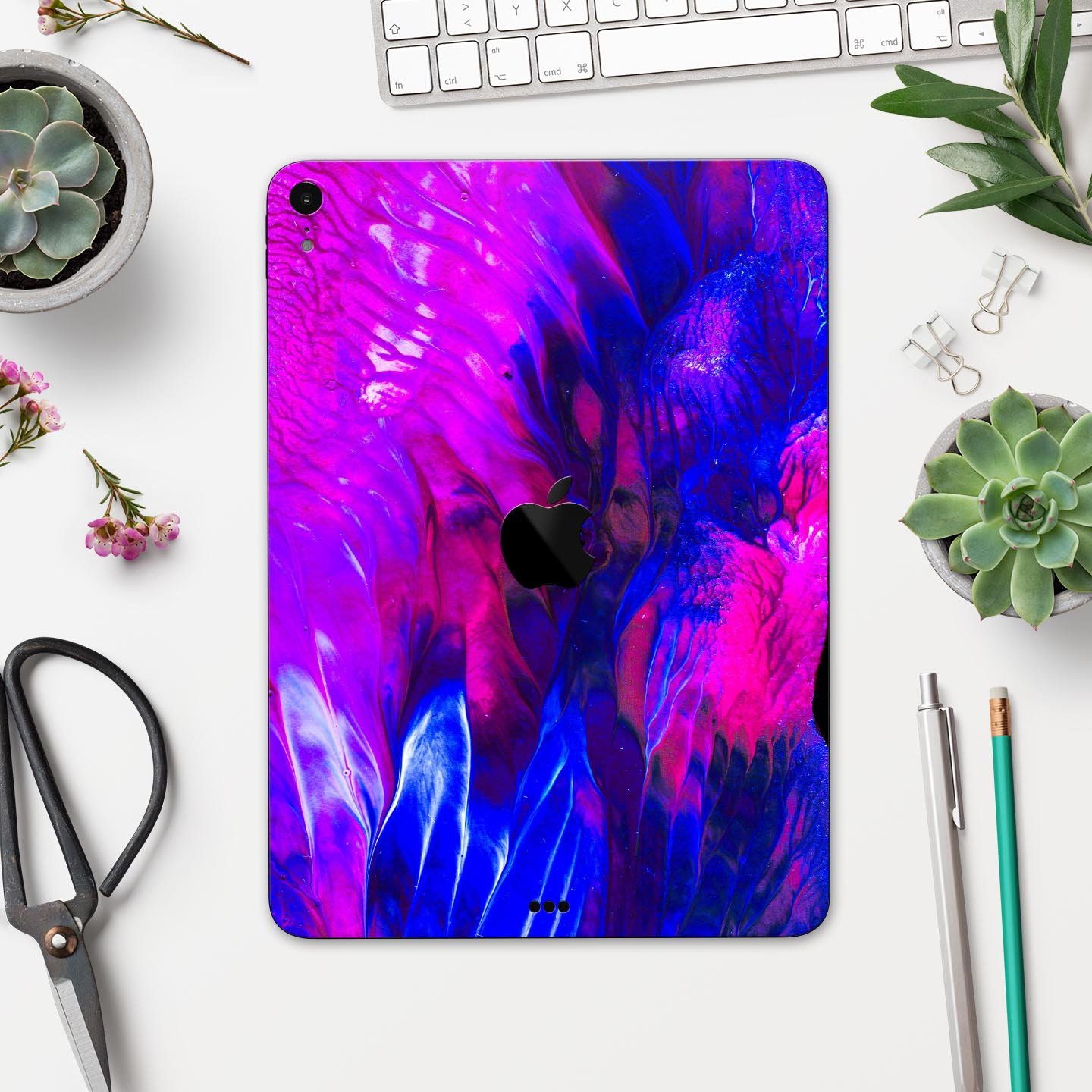 Liquid Abstract Paint V22 skin decal for Apple iPad, showcasing vibrant colors and a sleek design, made from premium 3M materials.