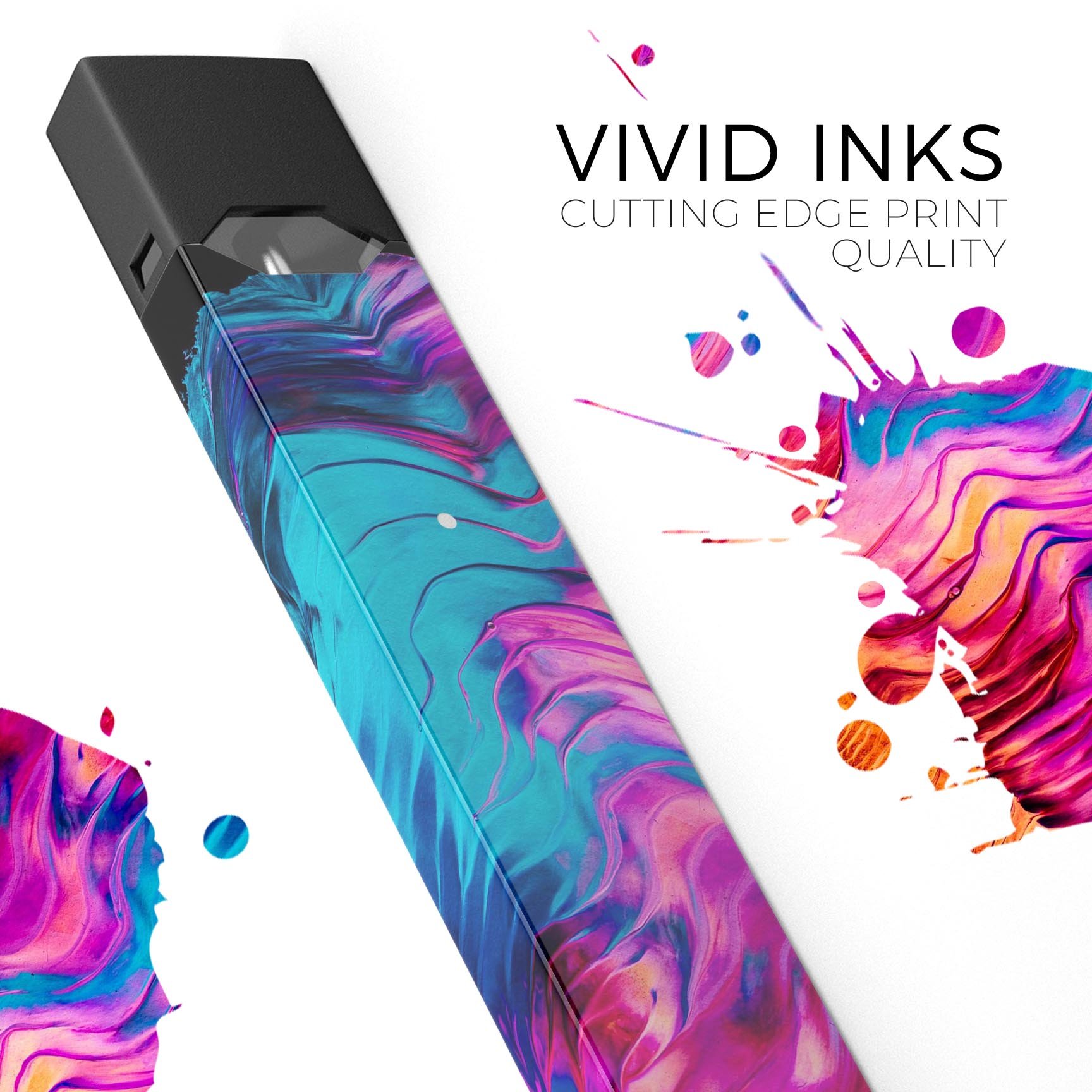 Liquid Abstract Paint V2 skin-wrap sticker designed for JUUL vaping device, showcasing vibrant colors and a sleek finish.