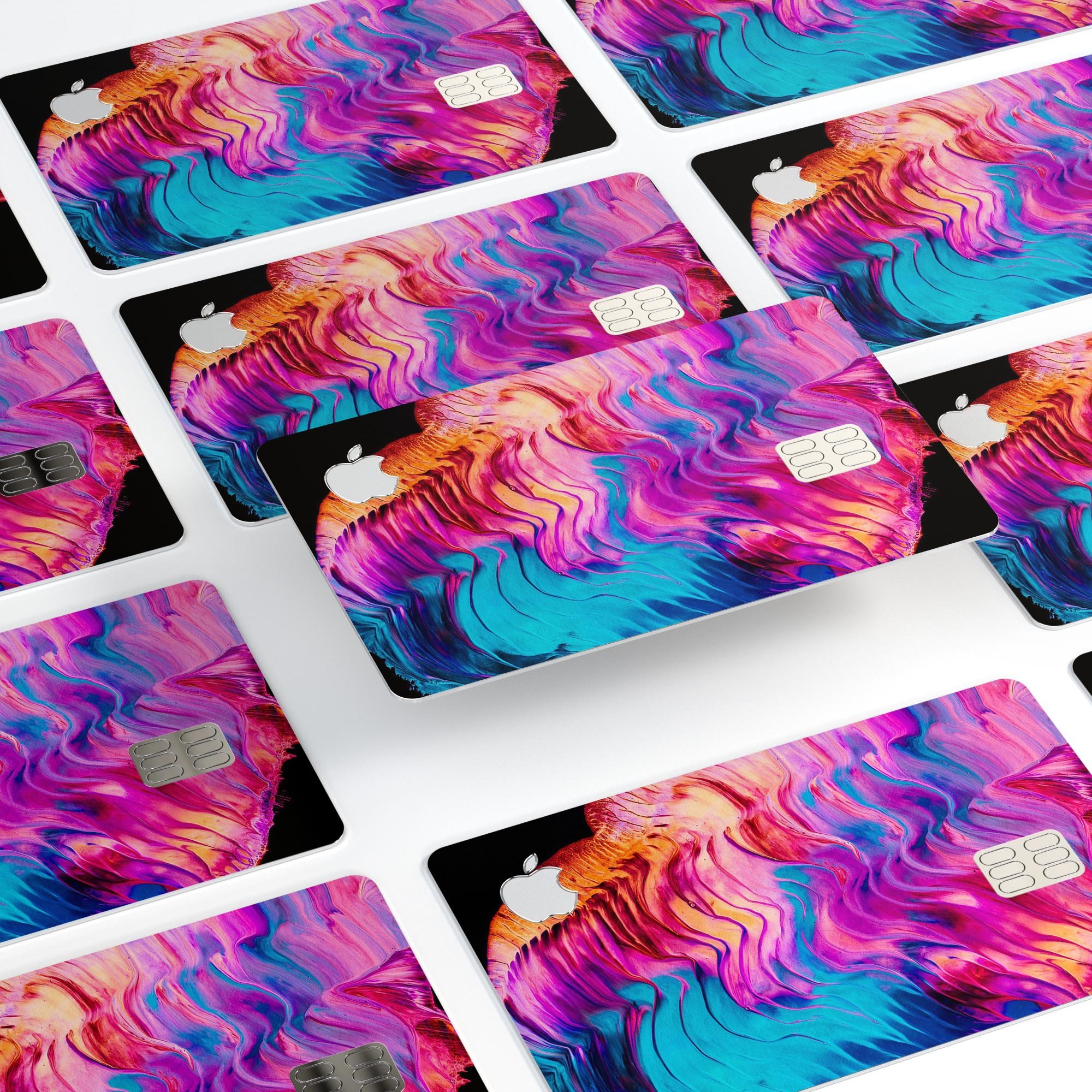 Liquid Abstract Paint V2 skin for Apple Card, showcasing premium vinyl design with bubble-free installation and glossy finish.