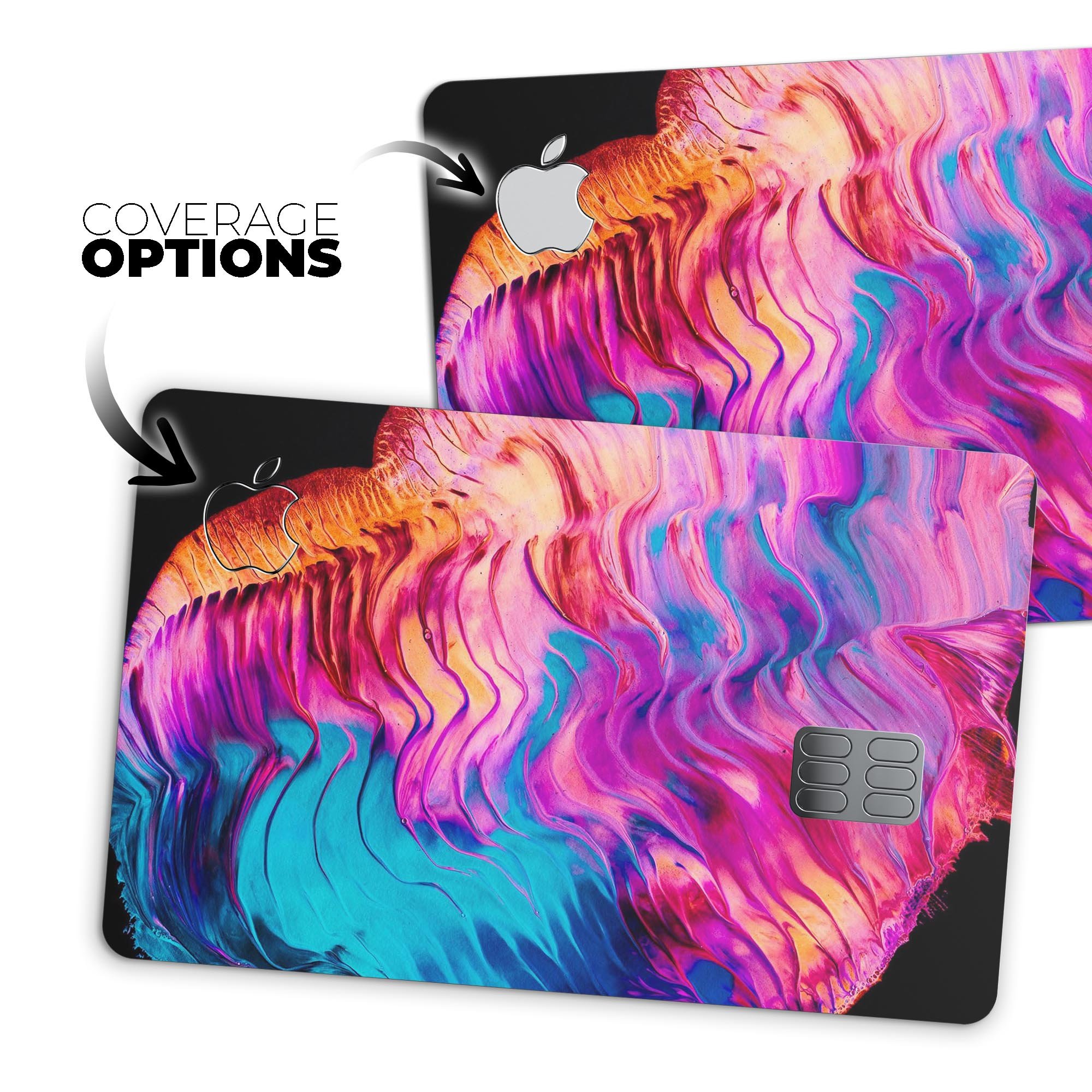 Liquid Abstract Paint V2 skin for Apple Card, showcasing premium vinyl design with bubble-free installation and glossy finish.