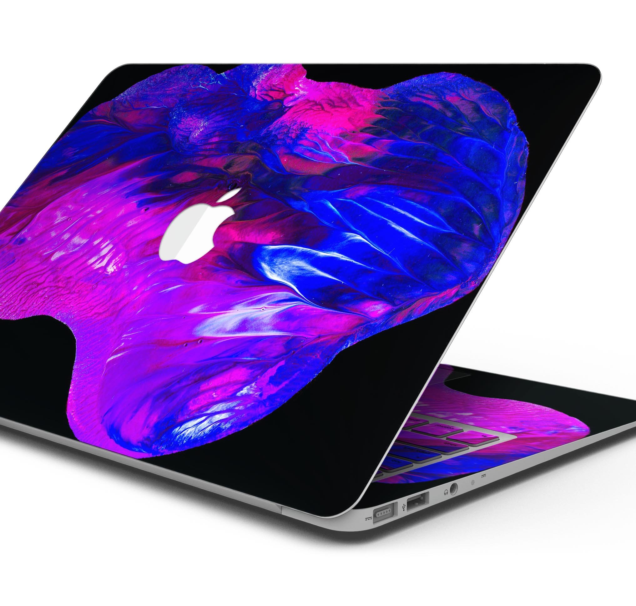 Liquid Abstract Paint V22 skin decal wrap kit for Apple MacBook, showcasing vibrant colors and a sleek design.