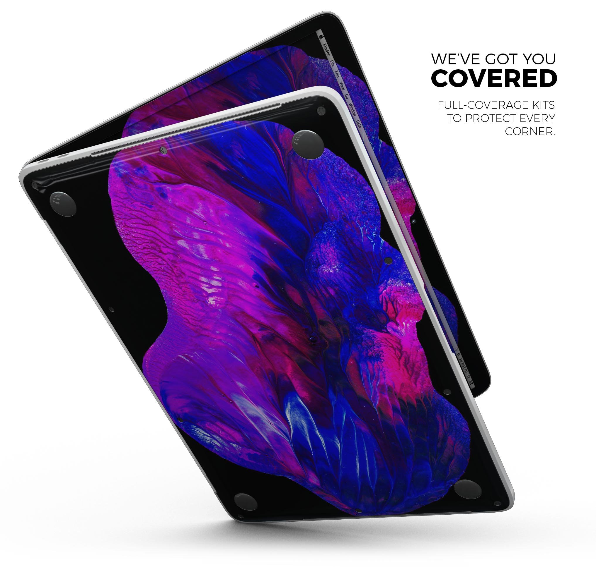 Liquid Abstract Paint V22 skin decal wrap kit for Apple MacBook, showcasing vibrant colors and a sleek design.