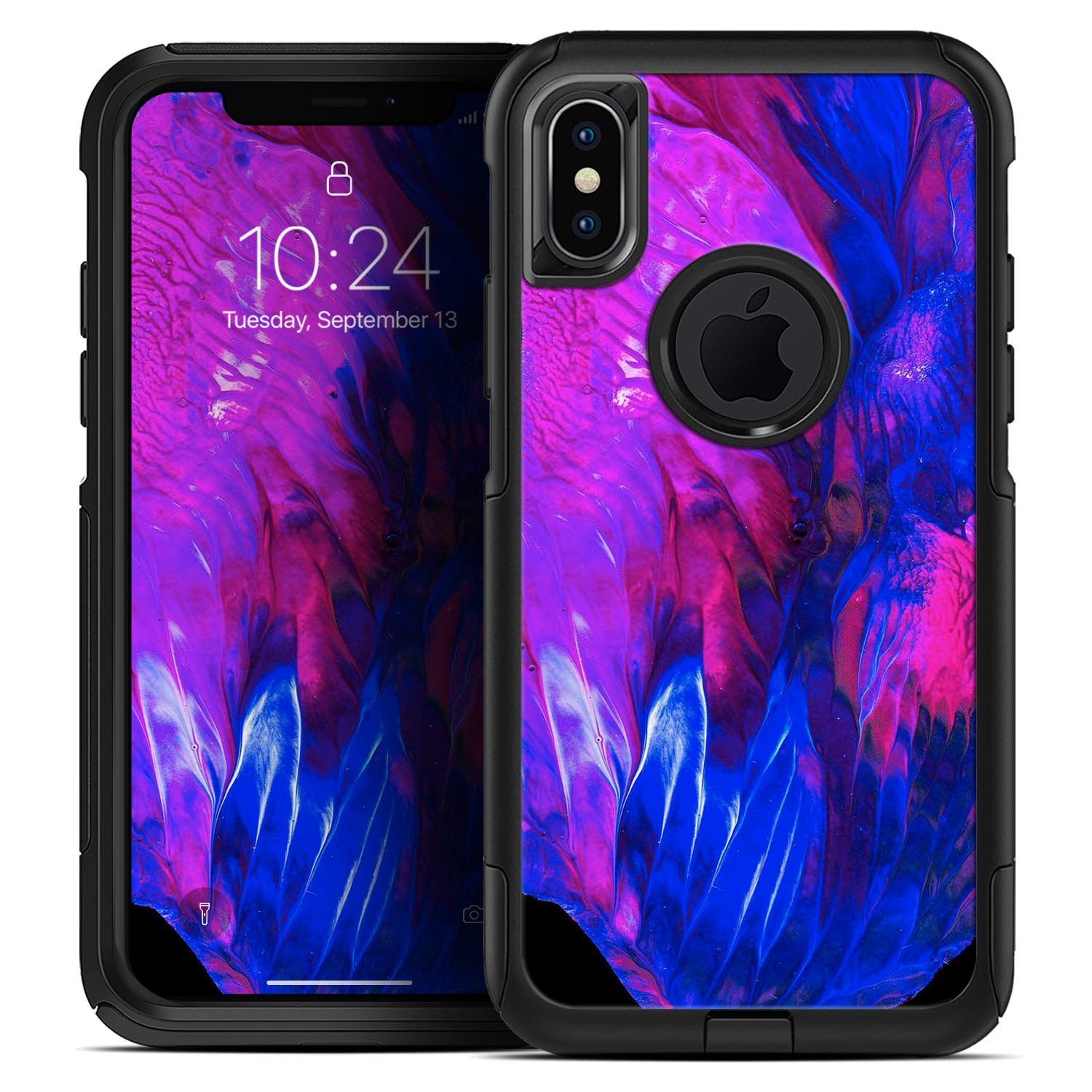 Liquid Abstract Paint V22 Skin Kit for iPhone OtterBox Cases featuring vibrant abstract design and premium 3M materials.