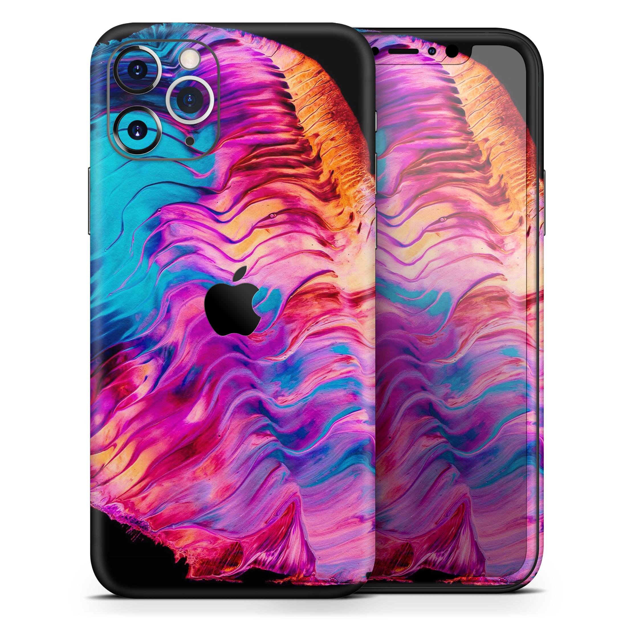 Liquid Abstract Paint V2 skin for Apple iPhone, showcasing vibrant colors and sleek design, compatible with multiple iPhone models.