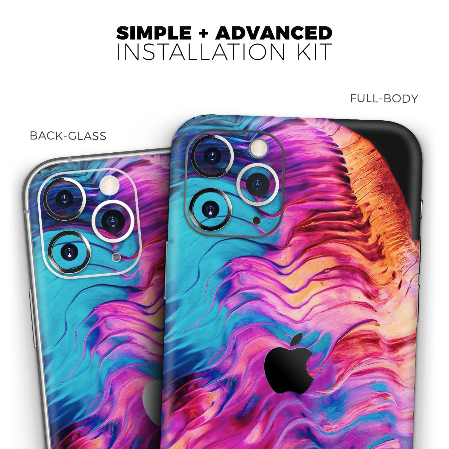 Liquid Abstract Paint V2 skin for Apple iPhone, showcasing vibrant colors and sleek design, compatible with multiple iPhone models.