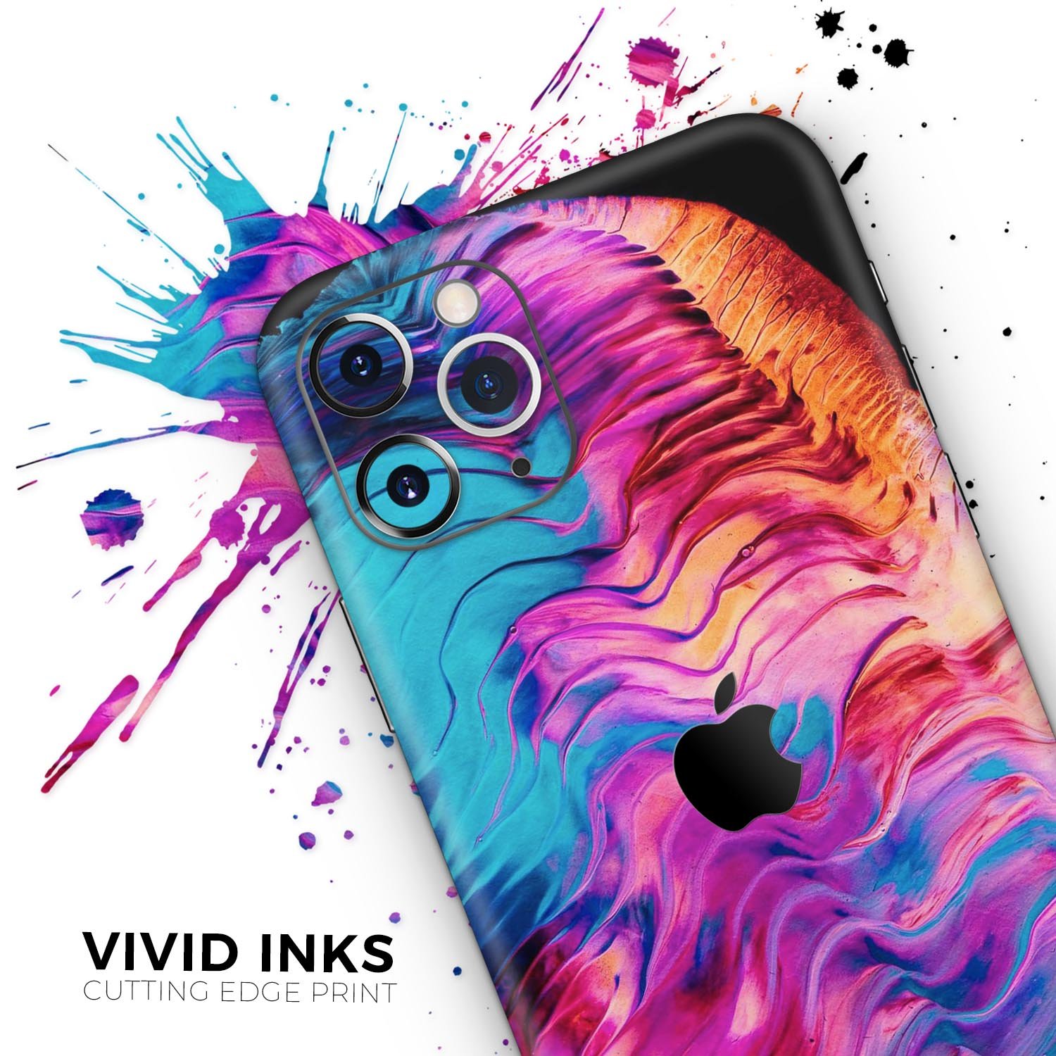 Liquid Abstract Paint V2 skin for Apple iPhone, showcasing vibrant colors and sleek design, compatible with multiple iPhone models.