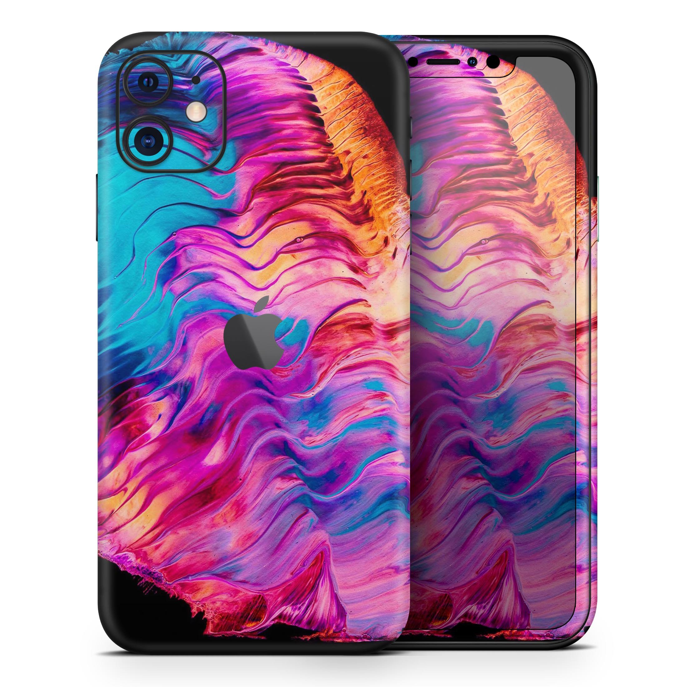 Liquid Abstract Paint V2 skin for Apple iPhone, showcasing vibrant colors and sleek design, compatible with multiple iPhone models.