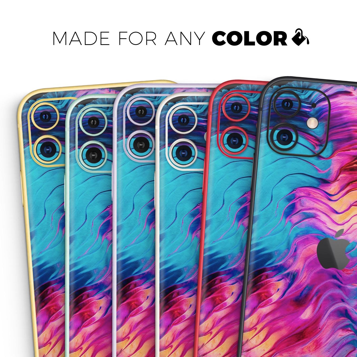 Liquid Abstract Paint V2 skin for Apple iPhone, showcasing vibrant colors and sleek design, compatible with multiple iPhone models.