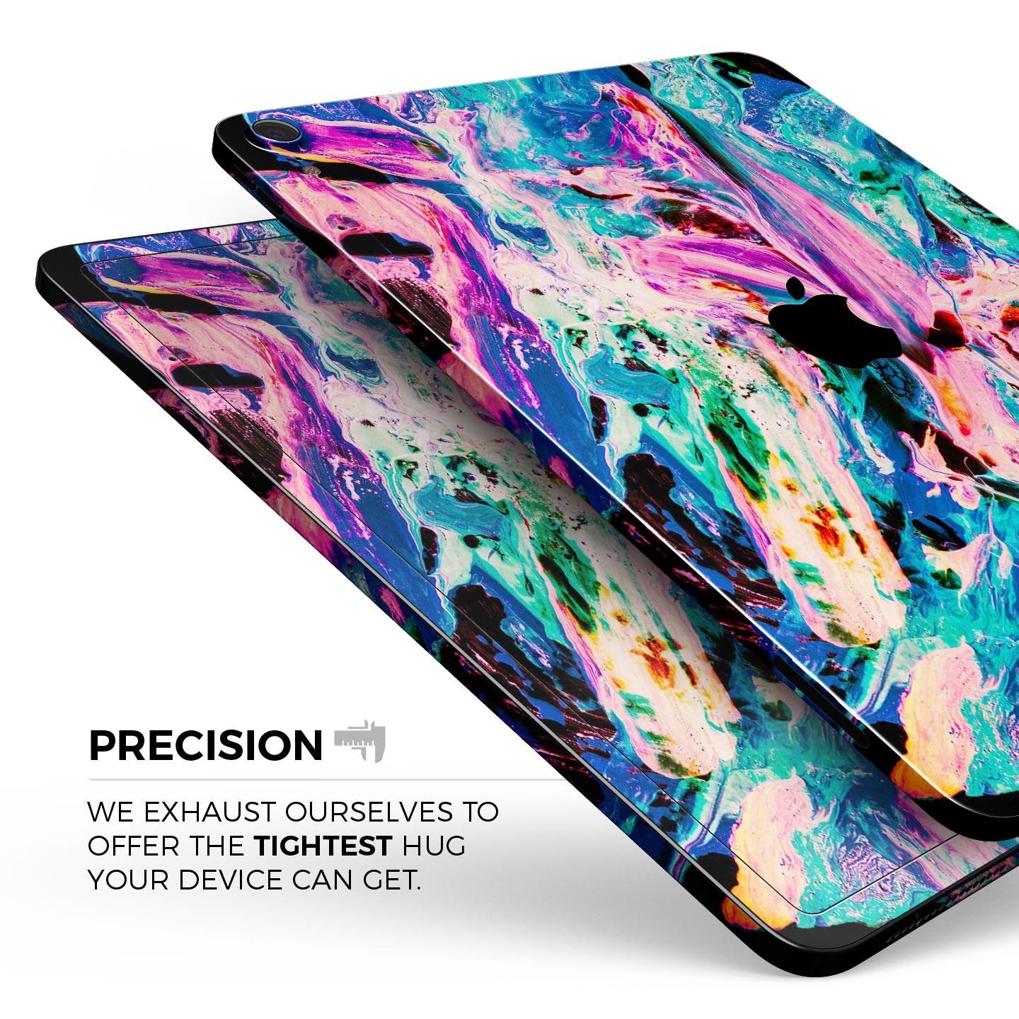 Liquid Abstract Paint V20 skin decal for Apple iPad, showcasing vibrant colors and premium 3M material for protection.