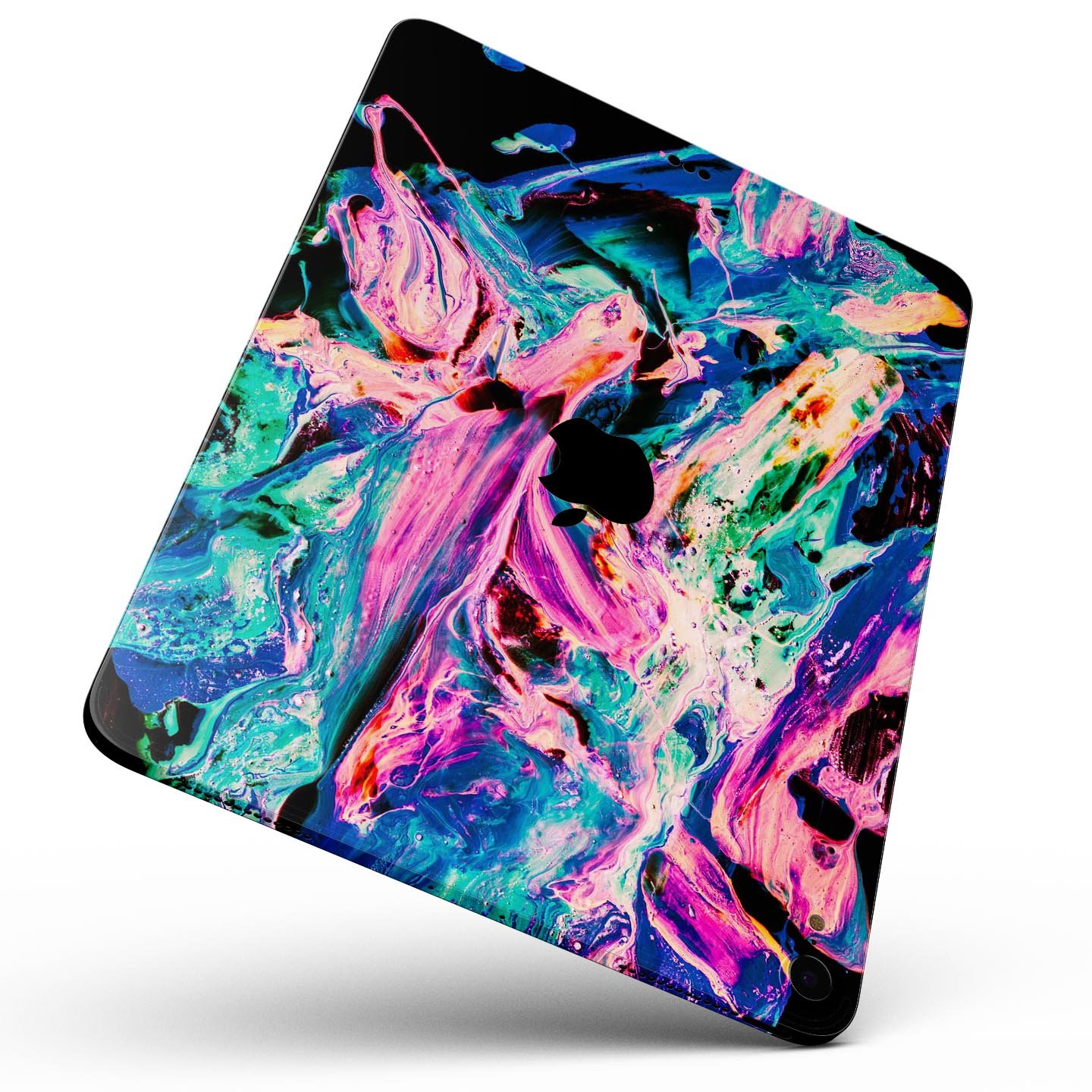 Liquid Abstract Paint V20 skin decal for Apple iPad, showcasing vibrant colors and premium 3M material for protection.