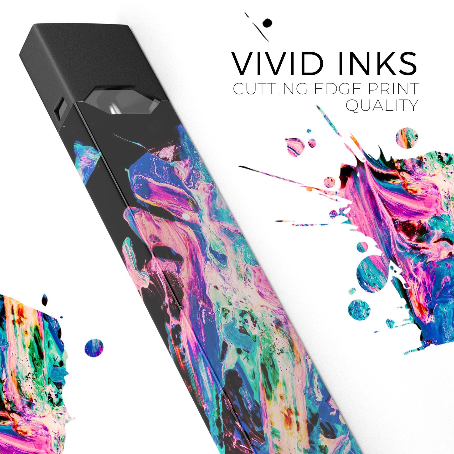 Liquid Abstract Paint V20 skin-wrap sticker designed for JUUL vaping device, showcasing vibrant colors and a sleek design.