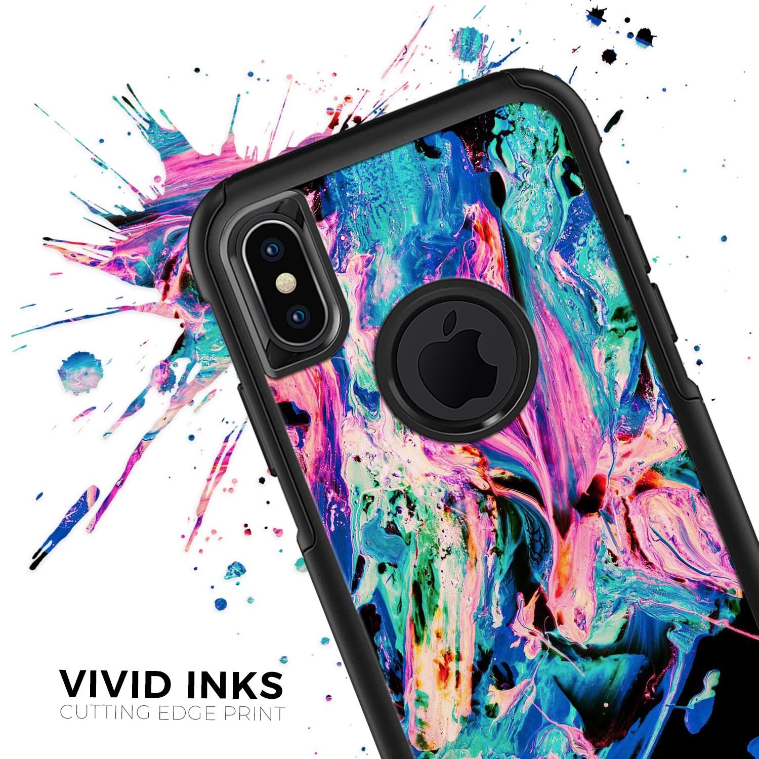 Liquid Abstract Paint V20 Skin Kit for iPhone OtterBox cases featuring vibrant abstract design and premium materials.