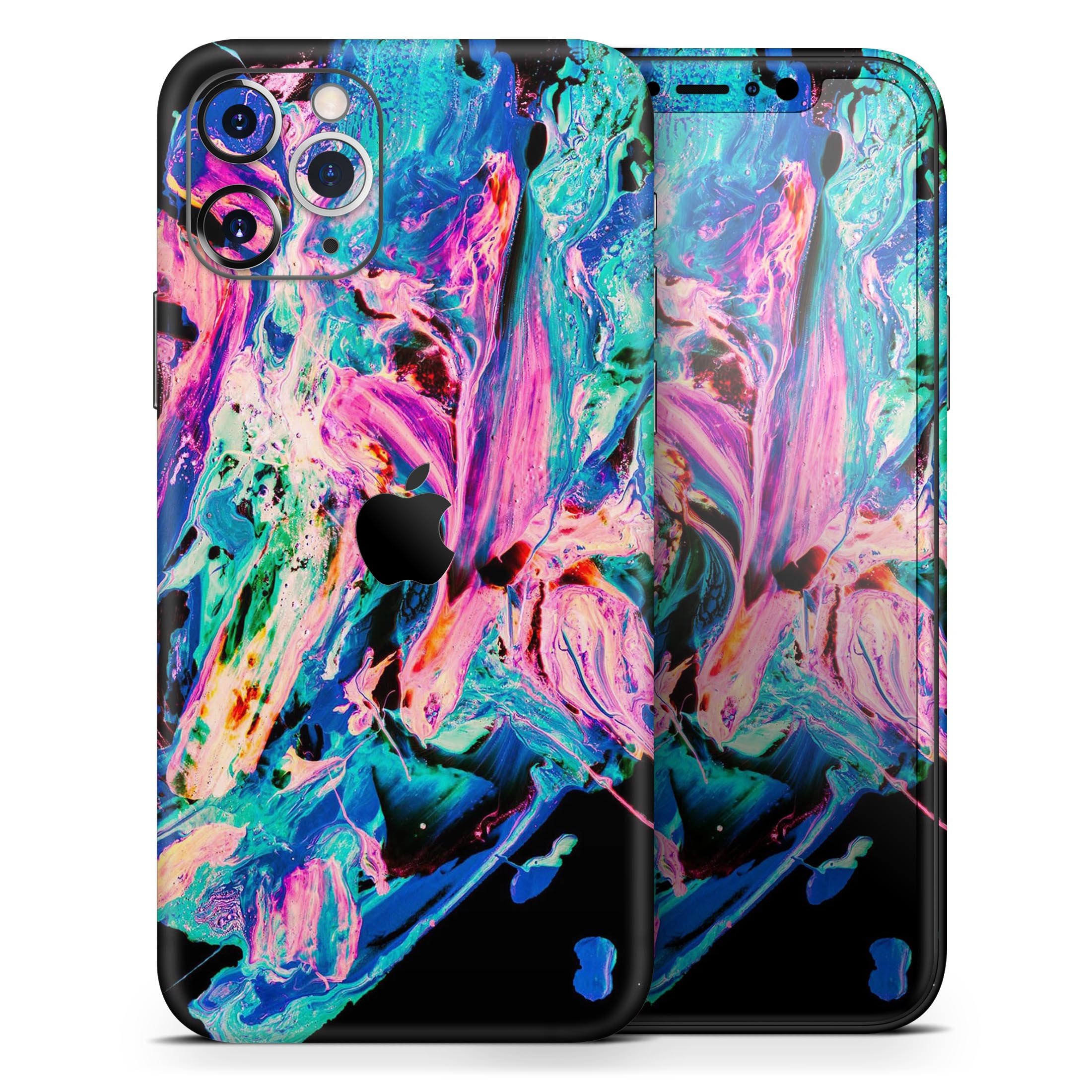 Liquid Abstract Paint V20 skin for Apple iPhone, showcasing vibrant colors and a sleek design.