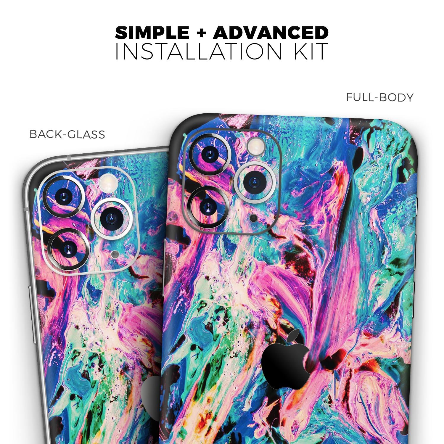 Liquid Abstract Paint V20 skin for Apple iPhone, showcasing vibrant colors and a sleek design.