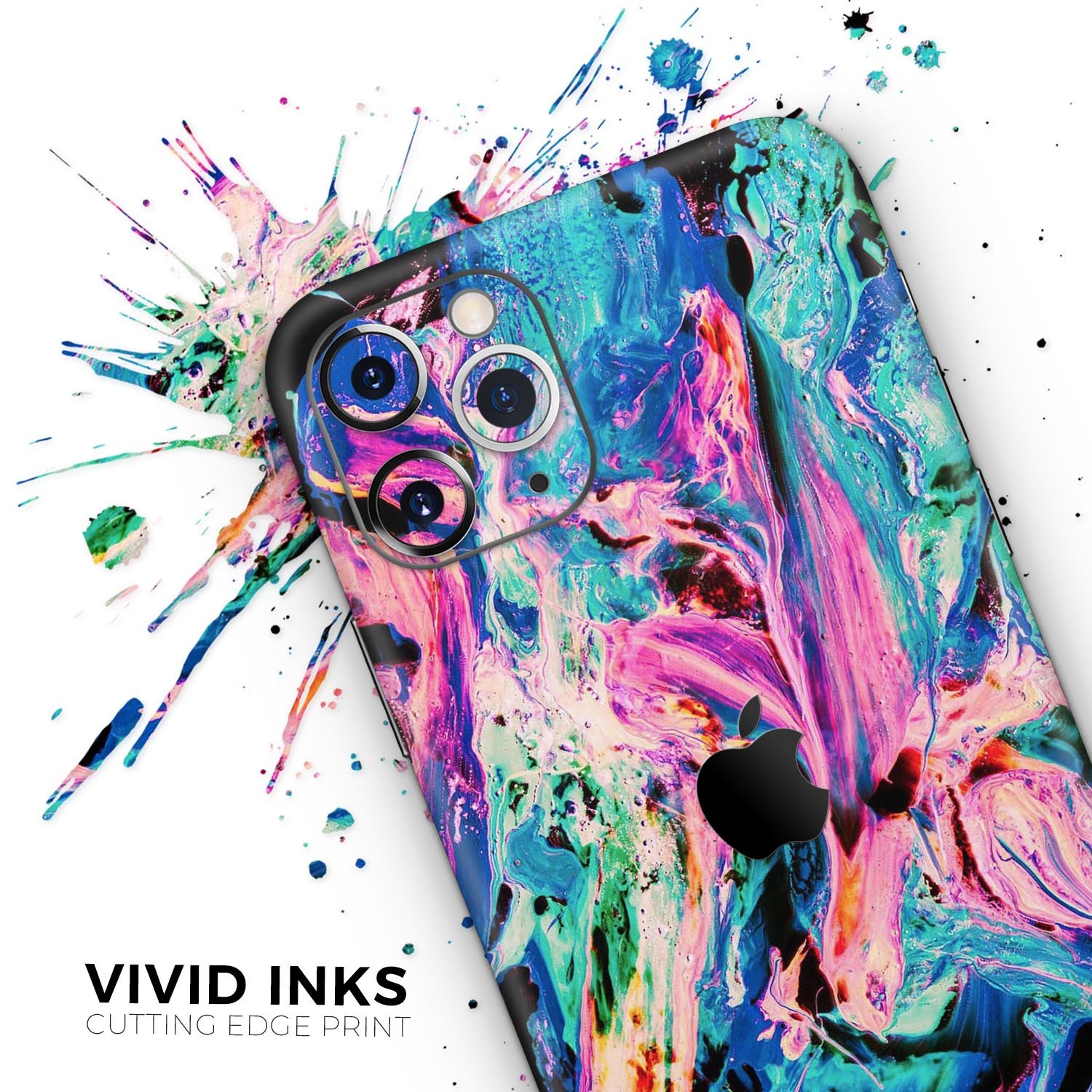 Liquid Abstract Paint V20 skin for Apple iPhone, showcasing vibrant colors and a sleek design.