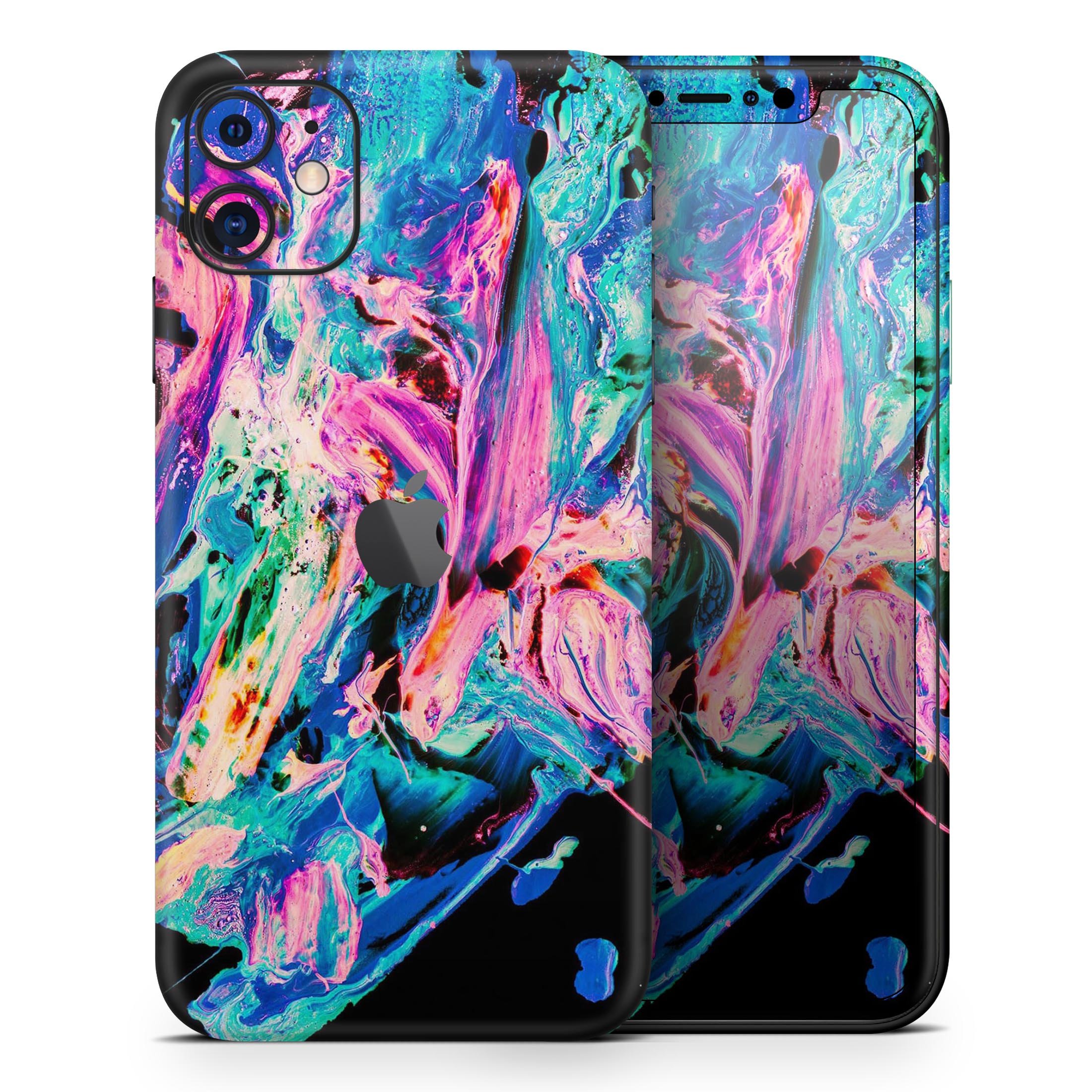 Liquid Abstract Paint V20 skin for Apple iPhone, showcasing vibrant colors and a sleek design.