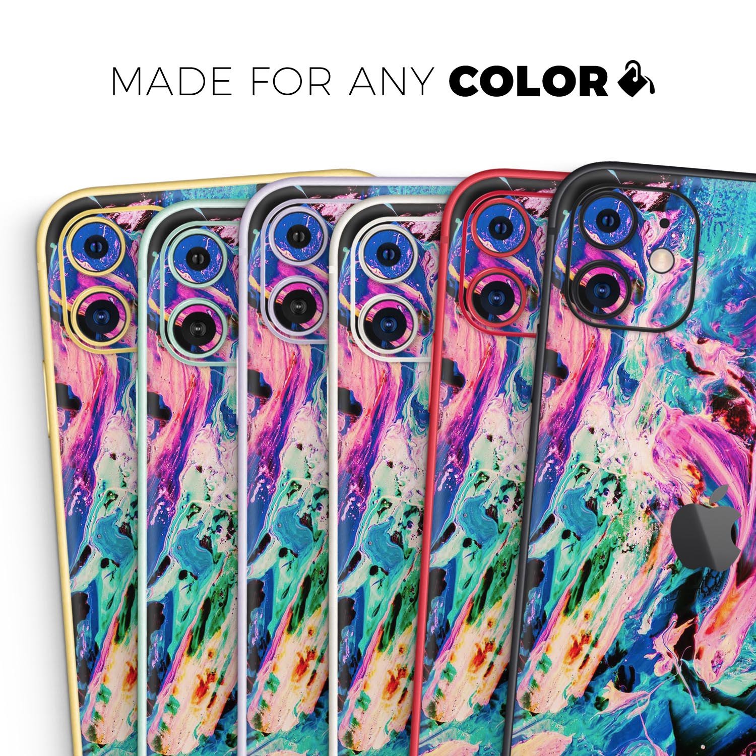 Liquid Abstract Paint V20 skin for Apple iPhone, showcasing vibrant colors and a sleek design.