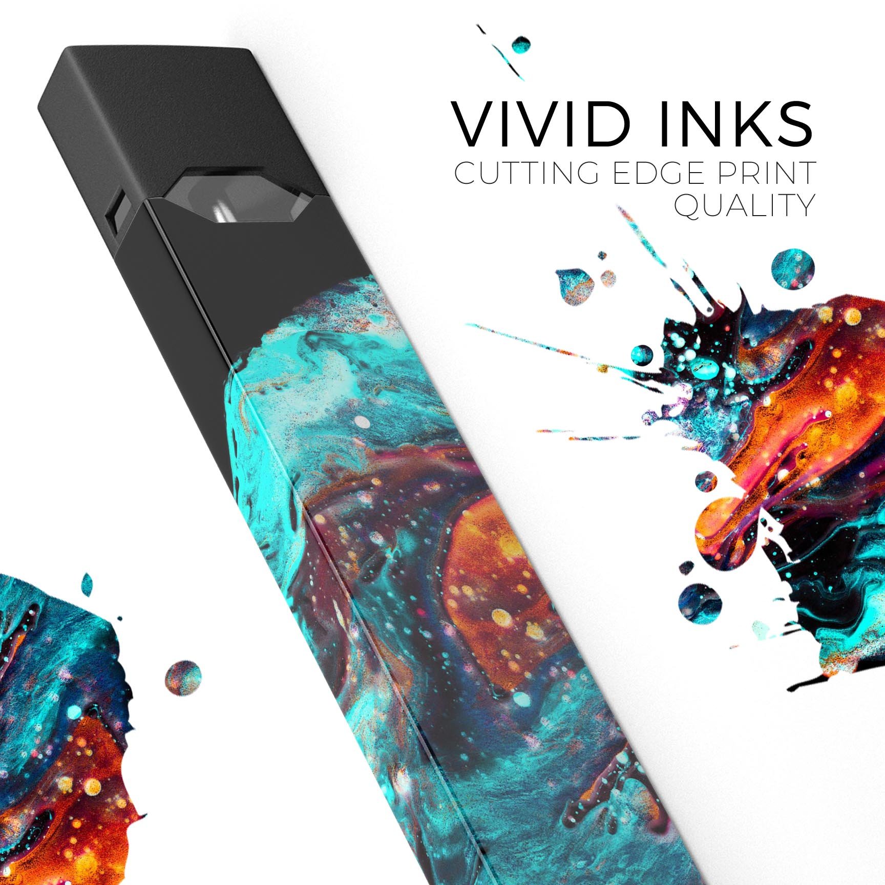 Liquid Abstract Paint V21 skin-wrap sticker designed for JUUL vaping device, showcasing vibrant colors and a sleek finish.