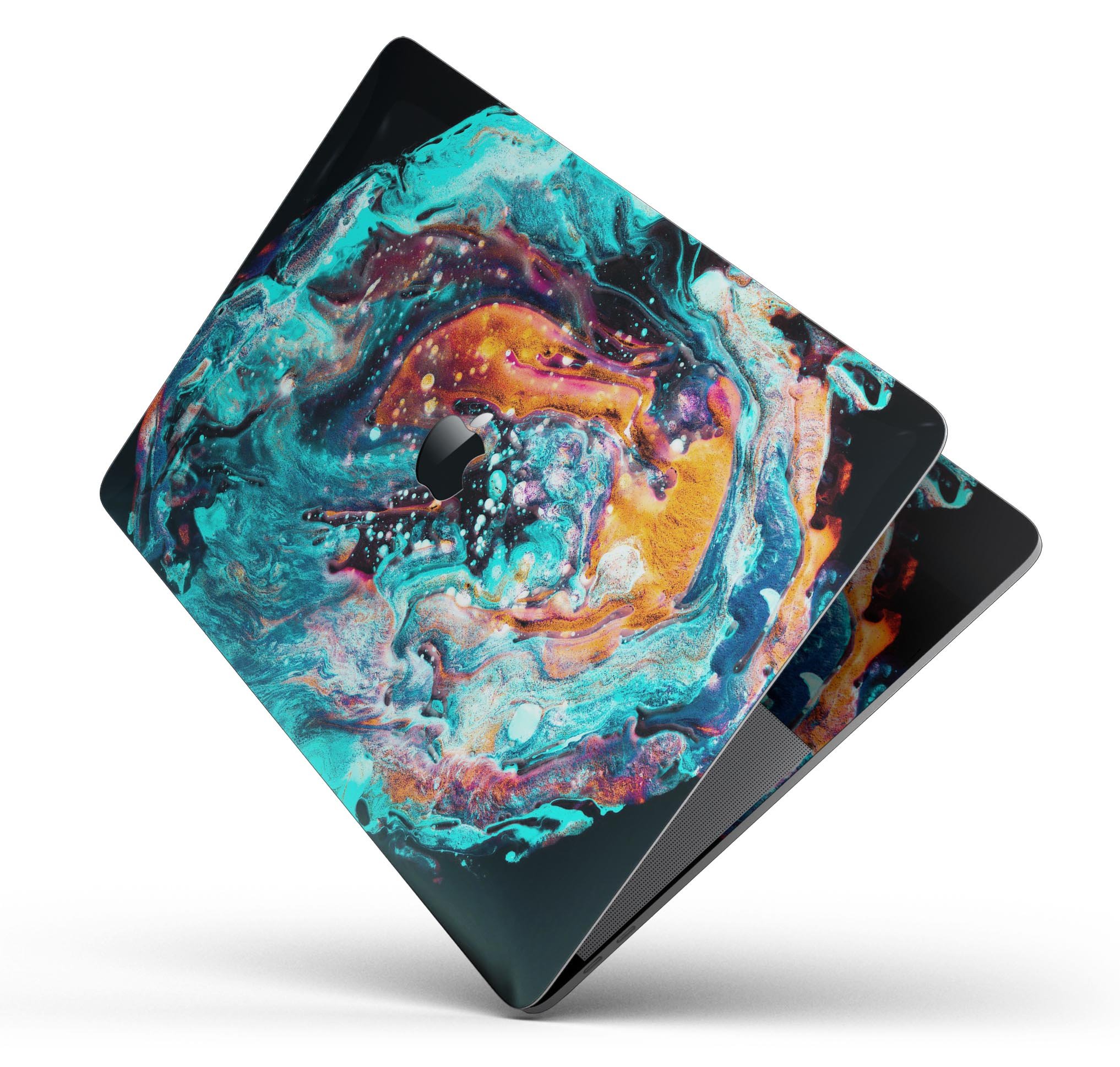 Liquid Abstract Paint V21 skin decal wrap kit for Apple MacBook, showcasing vibrant colors and a sleek design.