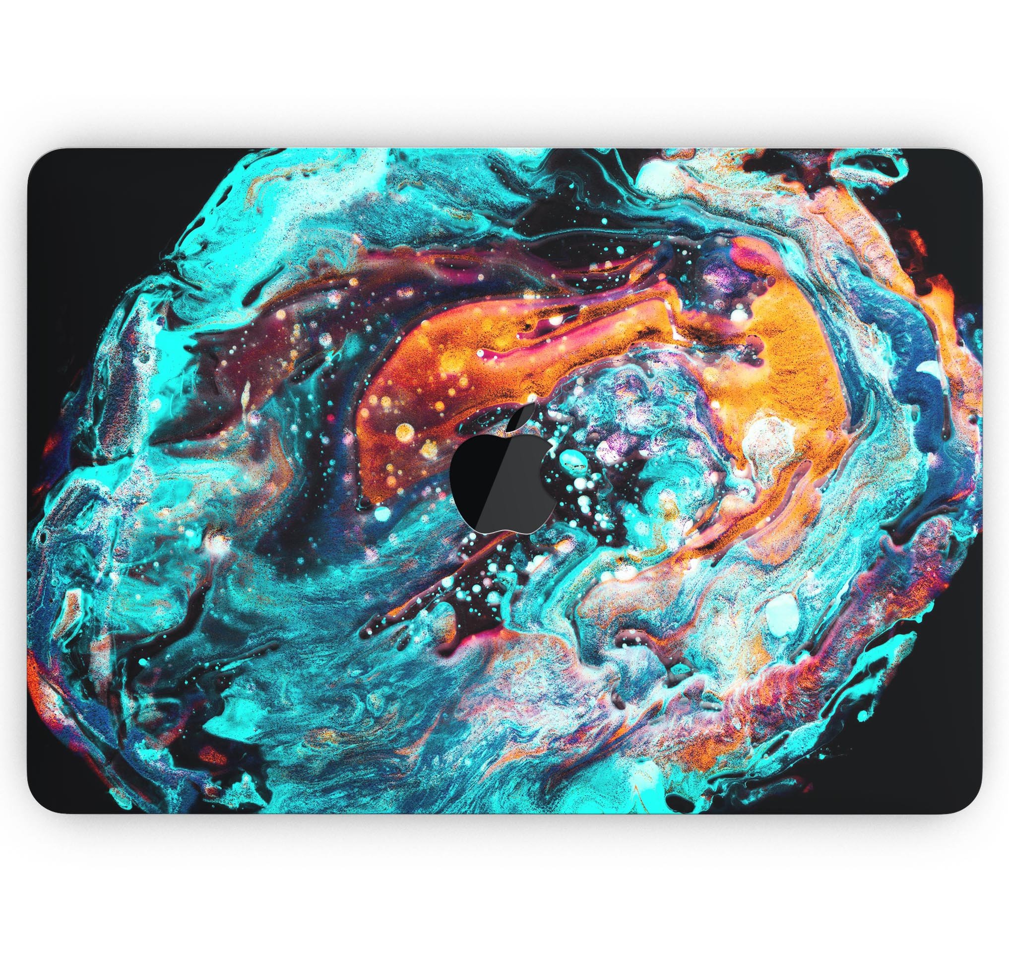 Liquid Abstract Paint V21 skin decal wrap kit for Apple MacBook, showcasing vibrant colors and a sleek design.