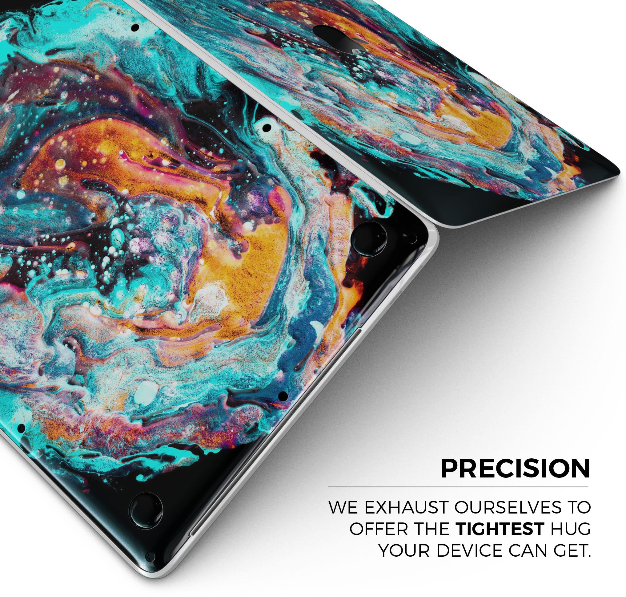 Liquid Abstract Paint V21 skin decal wrap kit for Apple MacBook, showcasing vibrant colors and a sleek design.