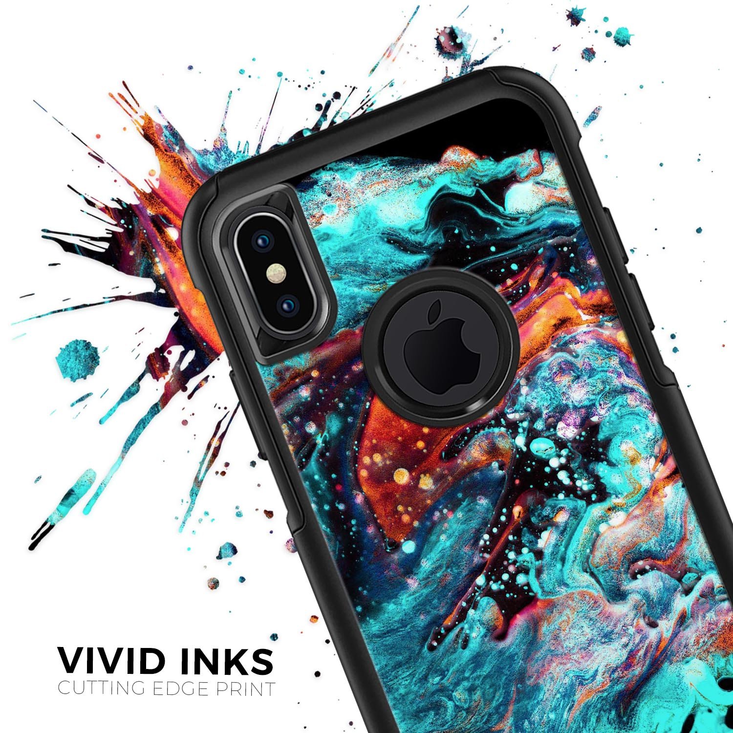 Liquid Abstract Paint V21 Skin Kit for iPhone OtterBox Cases featuring vibrant abstract design and premium 3M materials.