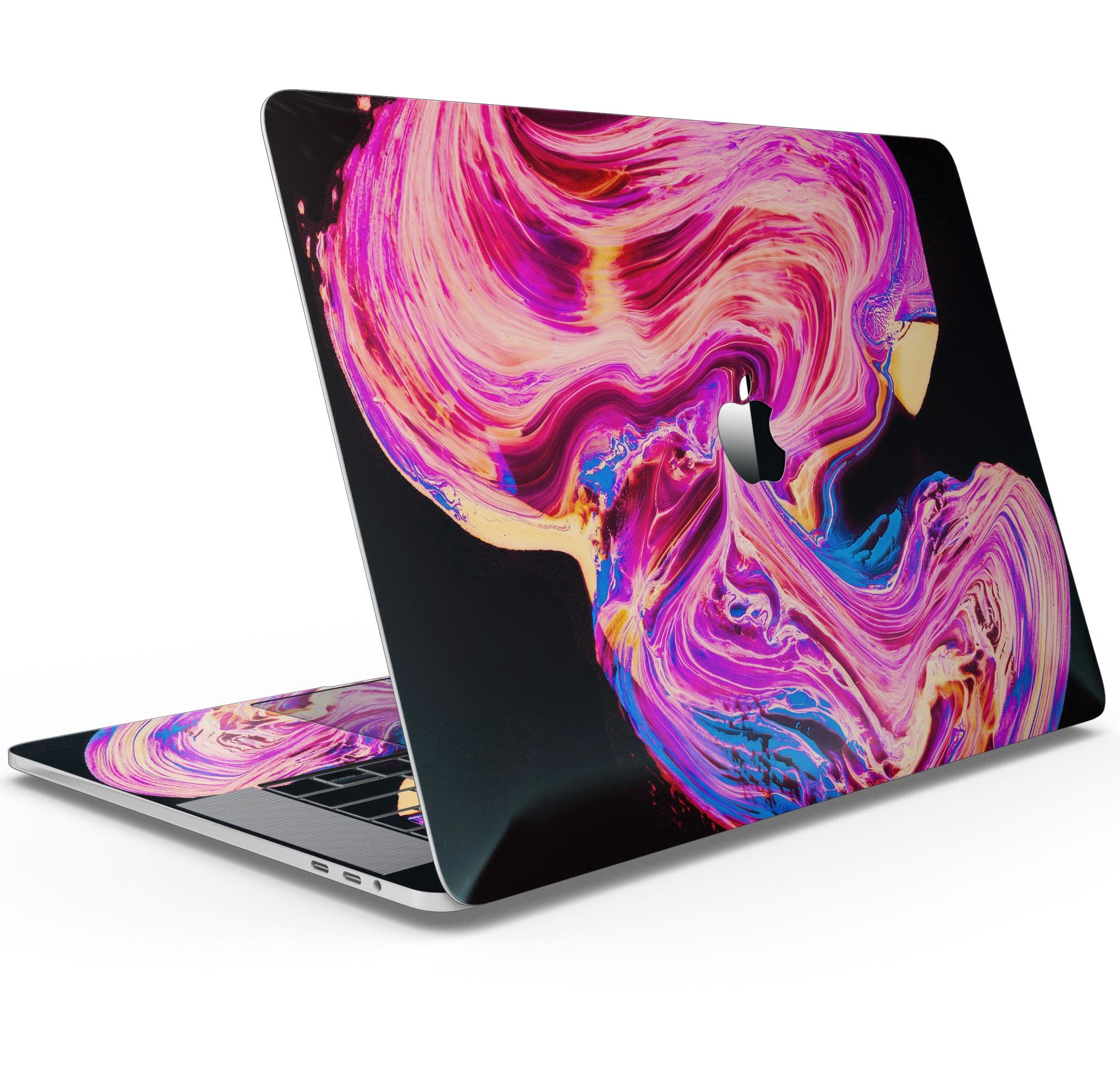 Liquid Abstract Paint V24 skin decal wrap kit for Apple MacBook, showcasing vibrant colors and a sleek design.