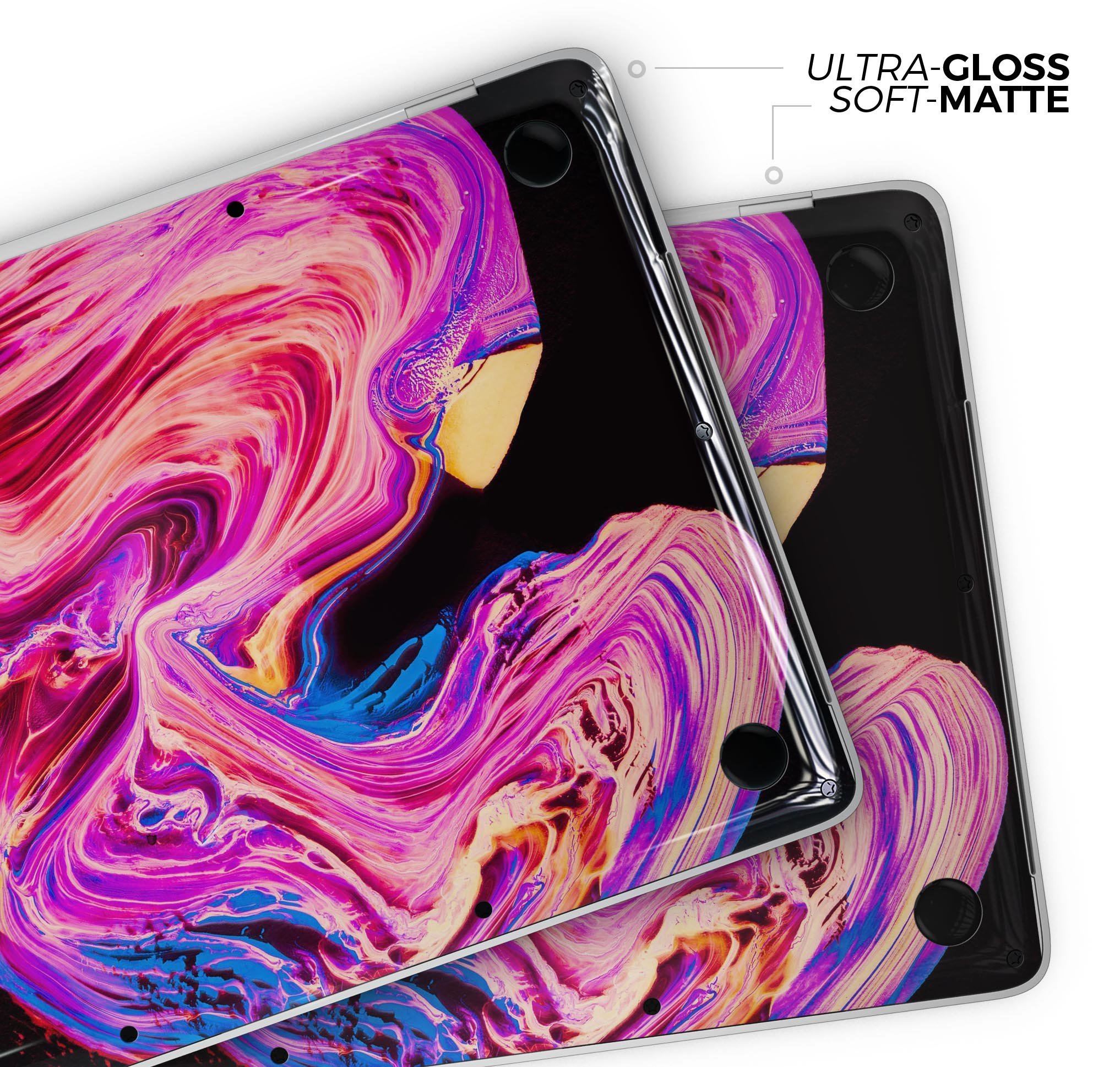 Liquid Abstract Paint V24 skin decal wrap kit for Apple MacBook, showcasing vibrant colors and a sleek design.