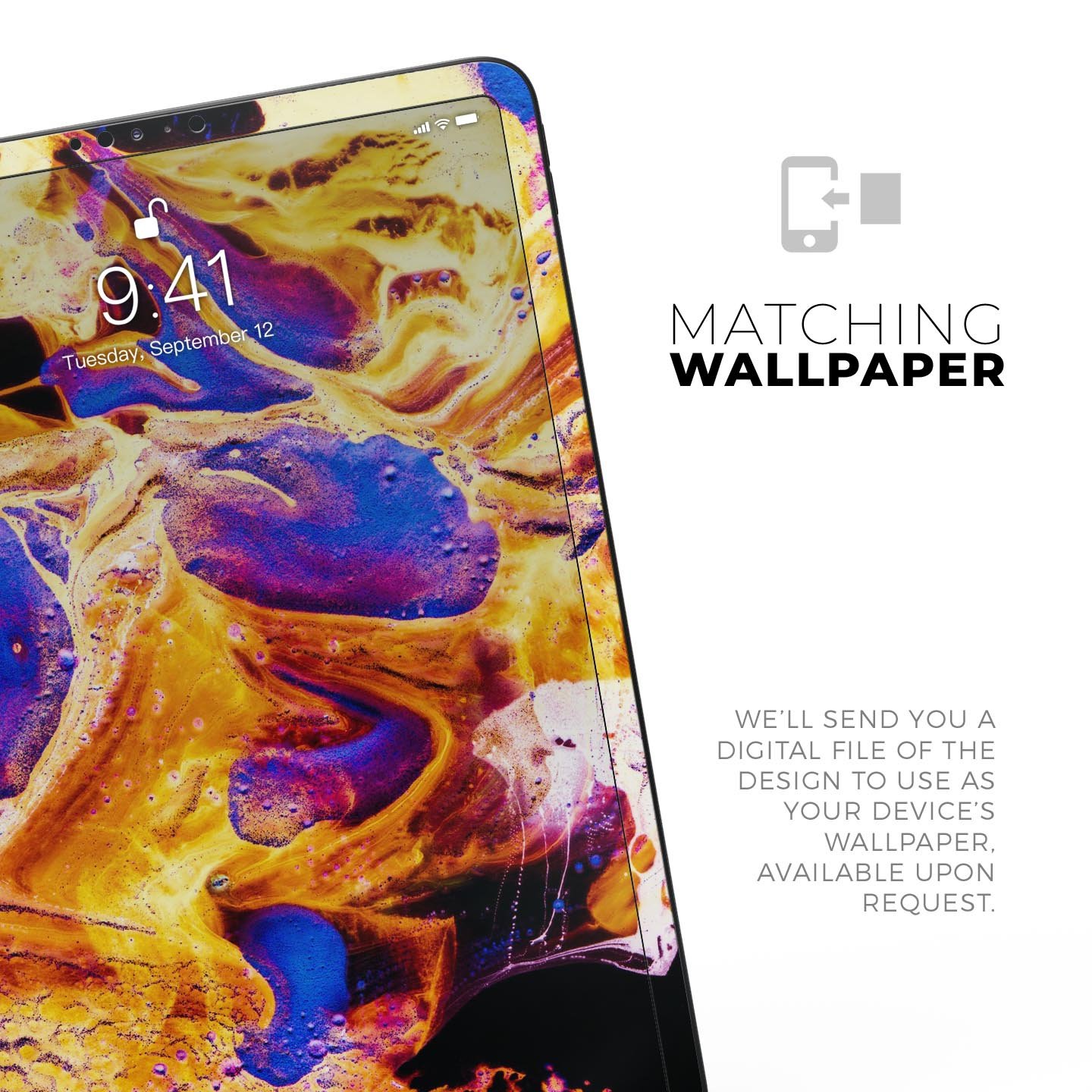 Liquid Abstract Paint V25 skin decal for Apple iPad, showcasing vibrant abstract design and premium 3M material.