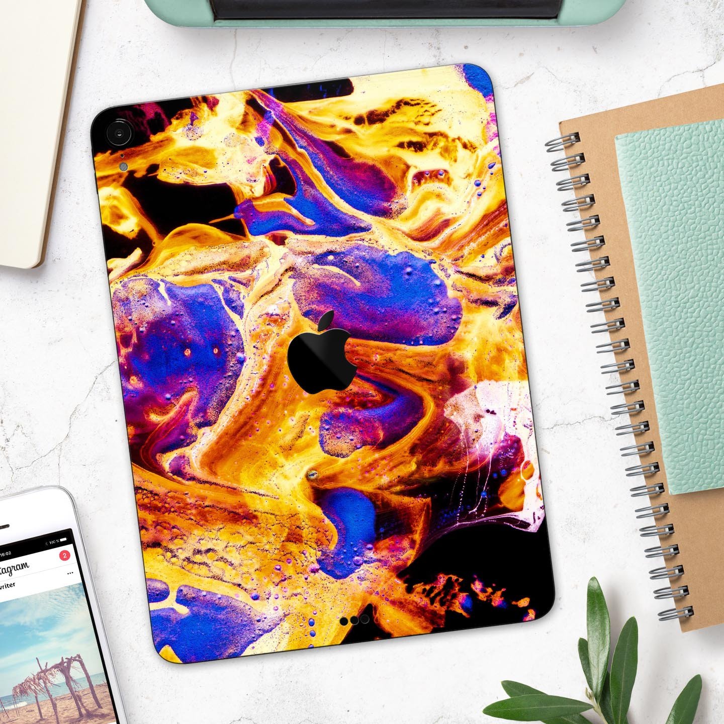 Liquid Abstract Paint V25 skin decal for Apple iPad, showcasing vibrant abstract design and premium 3M material.