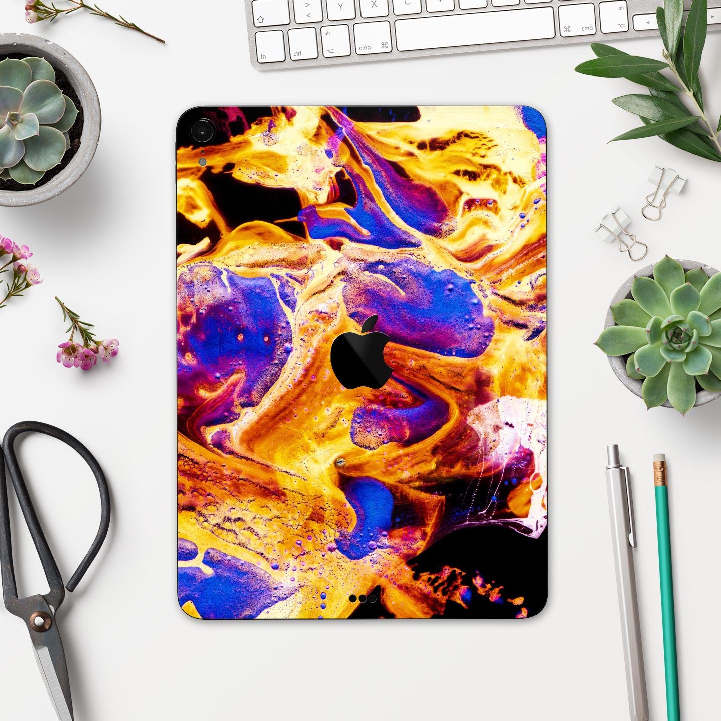 Liquid Abstract Paint V25 skin decal for Apple iPad, showcasing vibrant abstract design and premium 3M material.