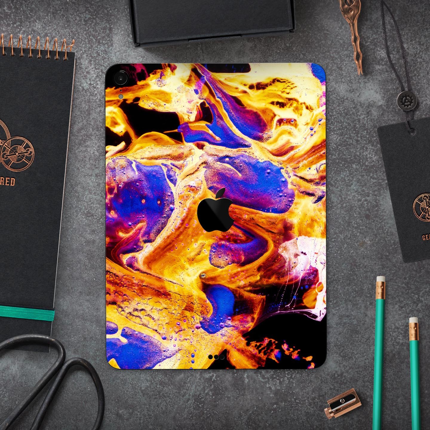 Liquid Abstract Paint V25 skin decal for Apple iPad, showcasing vibrant abstract design and premium 3M material.