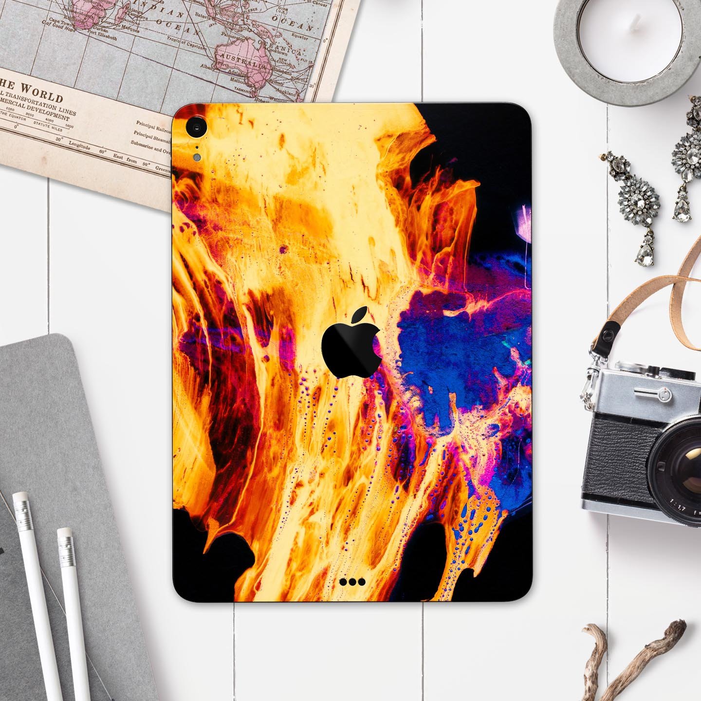 Liquid Abstract Paint V26 skin decal for Apple iPad, showcasing vibrant abstract design and premium 3M material.