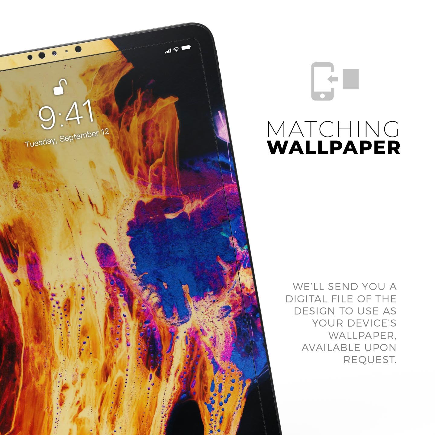 Liquid Abstract Paint V26 skin decal for Apple iPad, showcasing vibrant abstract design and premium 3M material.