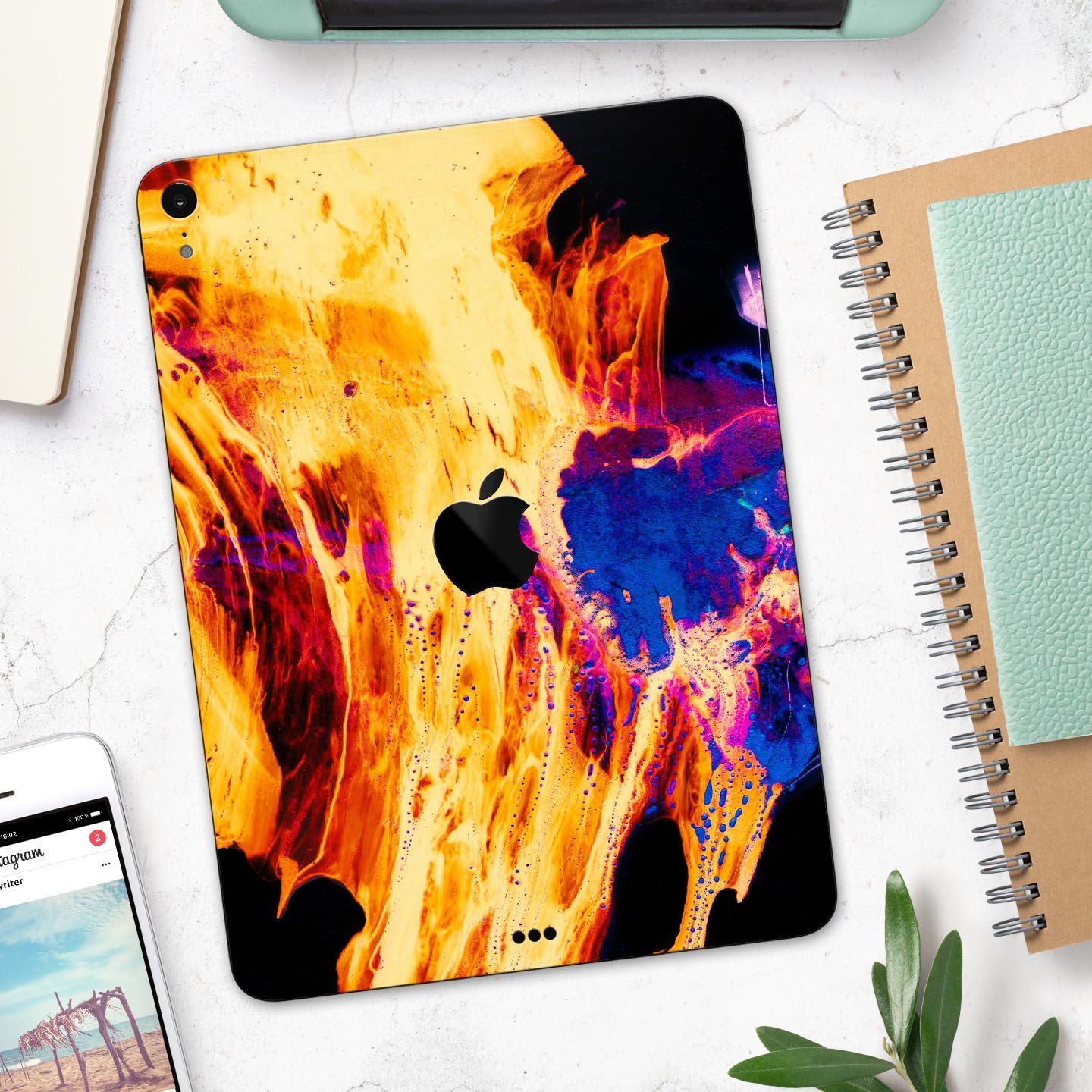 Liquid Abstract Paint V26 skin decal for Apple iPad, showcasing vibrant abstract design and premium 3M material.