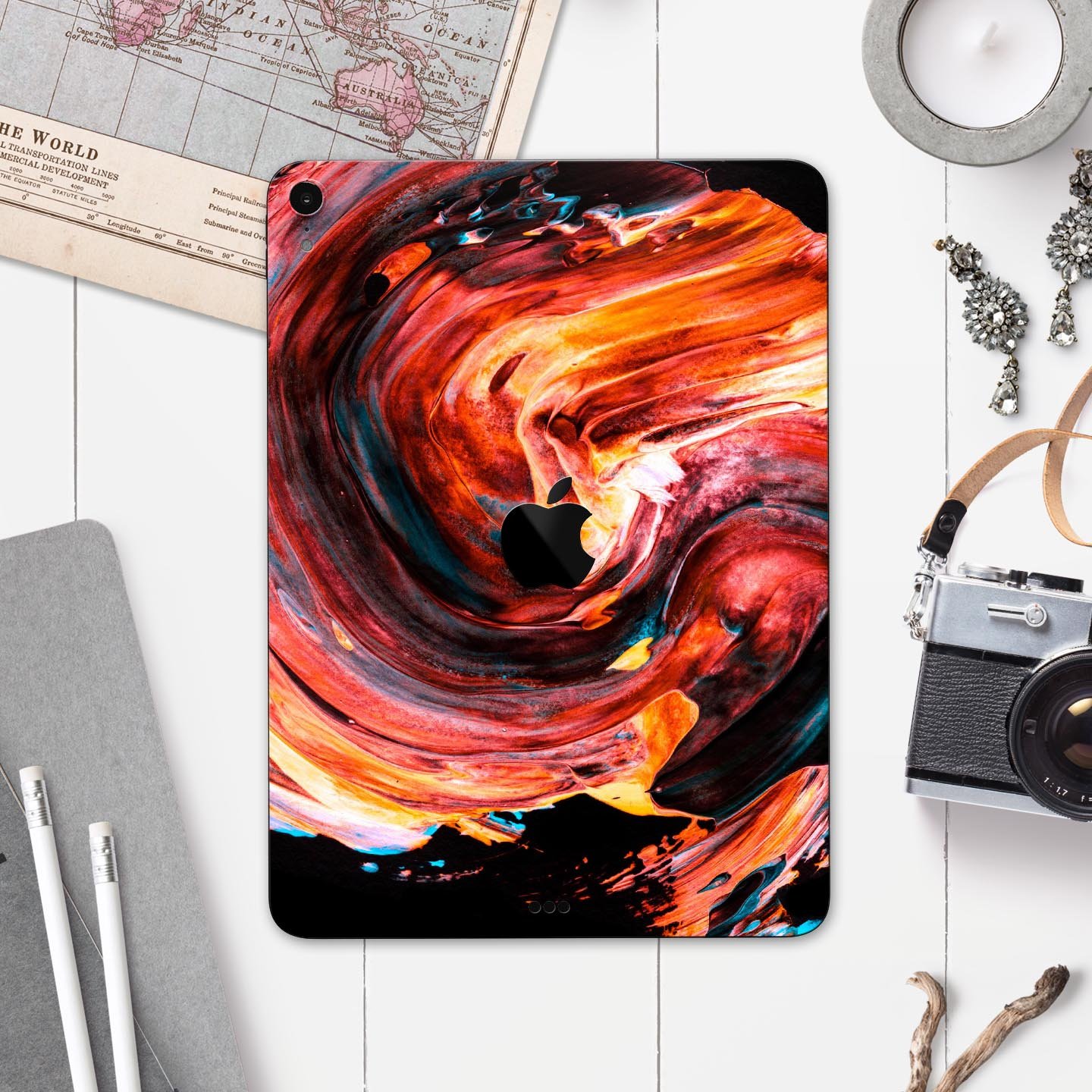 Liquid Abstract Paint V27 full body skin decal for Apple iPad, showcasing vibrant abstract design and premium 3M material.