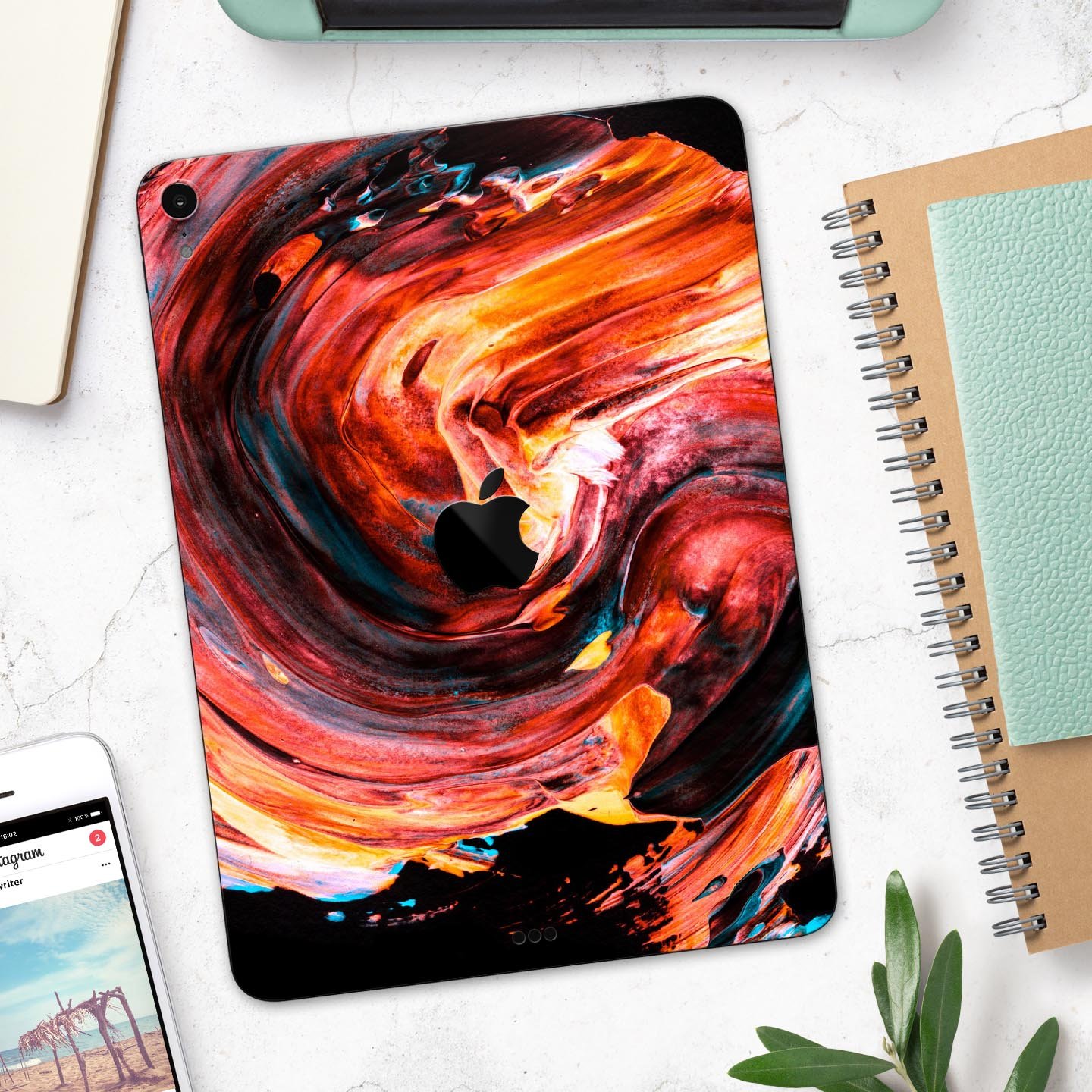 Liquid Abstract Paint V27 full body skin decal for Apple iPad, showcasing vibrant abstract design and premium 3M material.