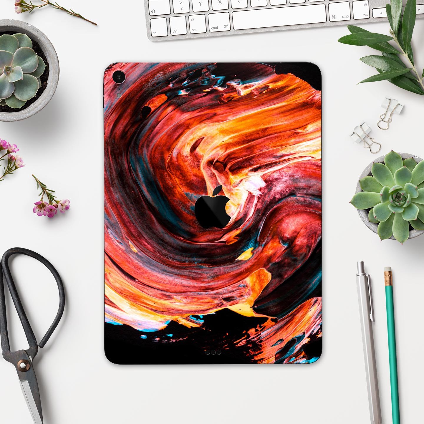 Liquid Abstract Paint V27 full body skin decal for Apple iPad, showcasing vibrant abstract design and premium 3M material.