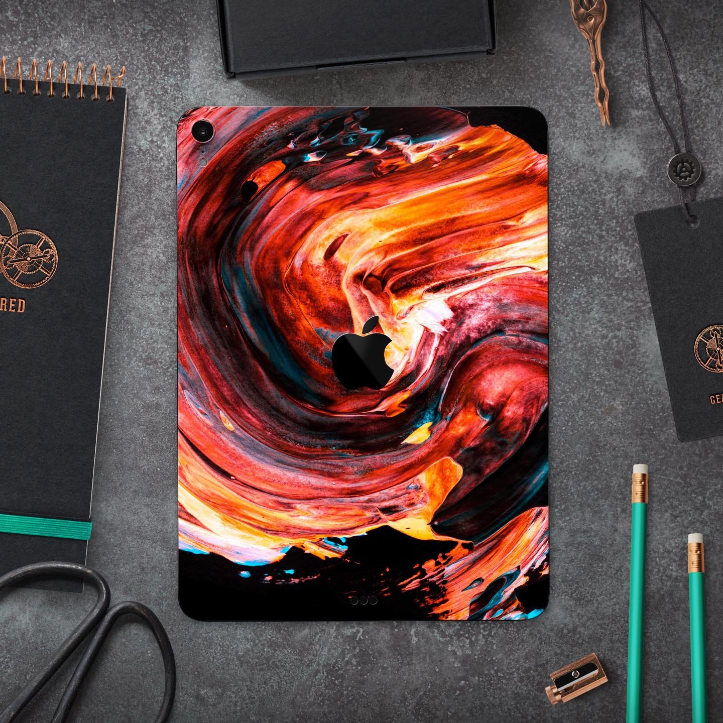 Liquid Abstract Paint V27 full body skin decal for Apple iPad, showcasing vibrant abstract design and premium 3M material.