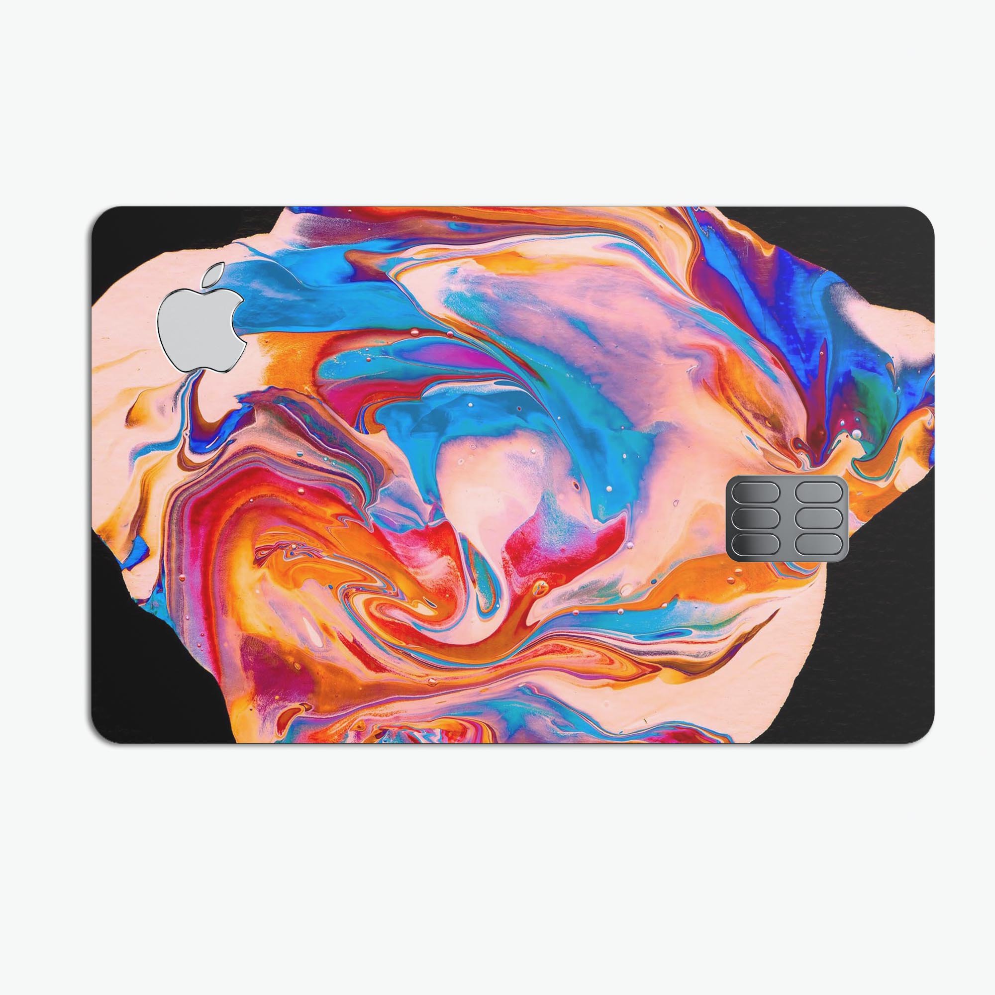 Liquid Abstract Paint V28 skin kit for Apple Card, showcasing premium vinyl material and sleek design.