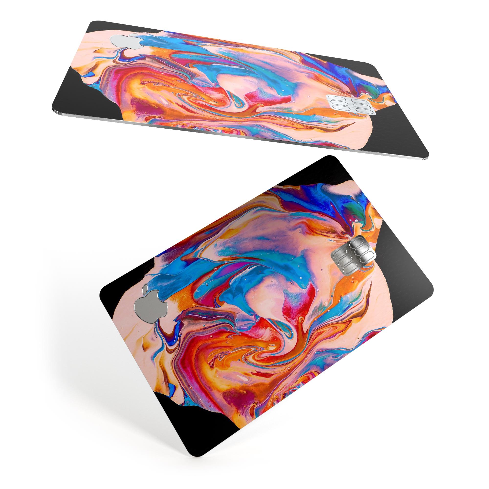 Liquid Abstract Paint V28 skin kit for Apple Card, showcasing premium vinyl material and sleek design.