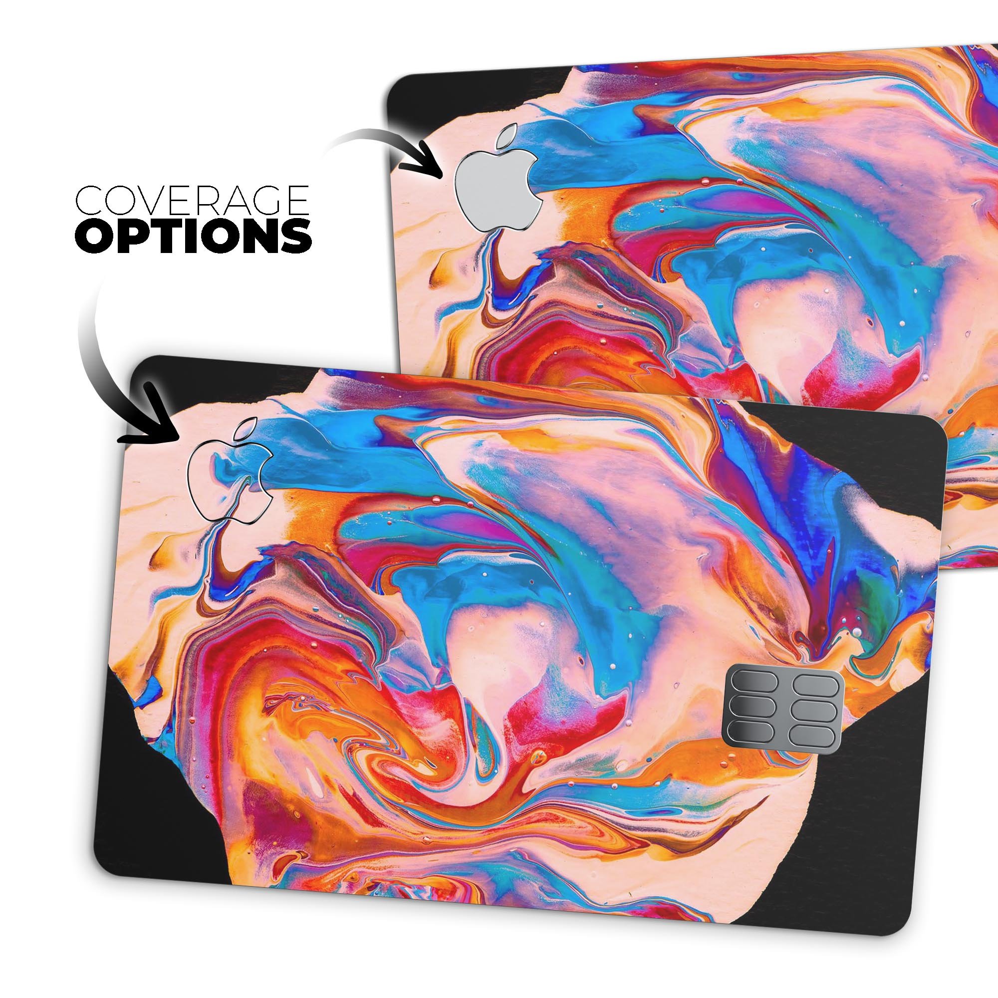 Liquid Abstract Paint V28 skin kit for Apple Card, showcasing premium vinyl material and sleek design.