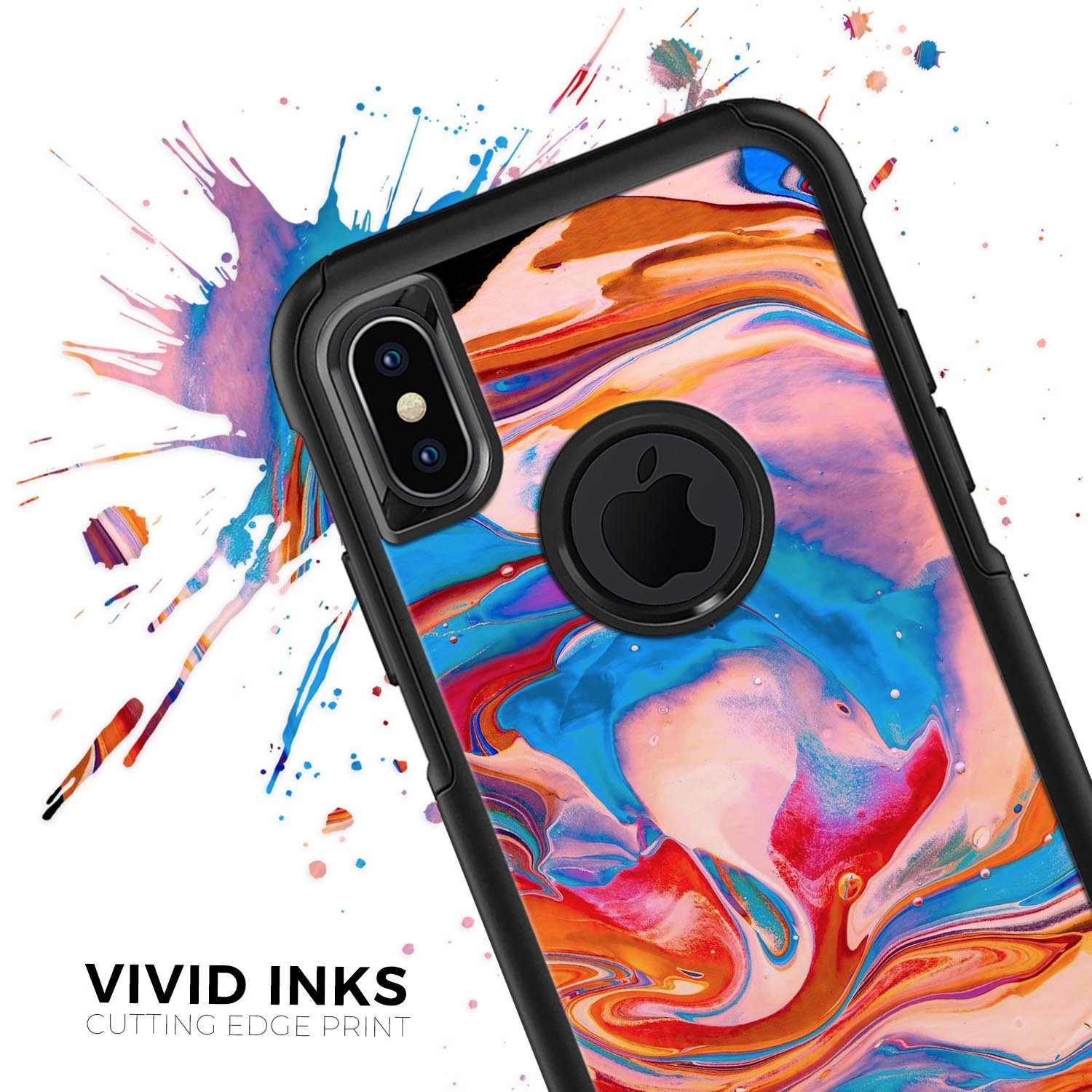 Liquid Abstract Paint V28 Skin Kit for iPhone OtterBox cases featuring vibrant abstract design and premium materials.