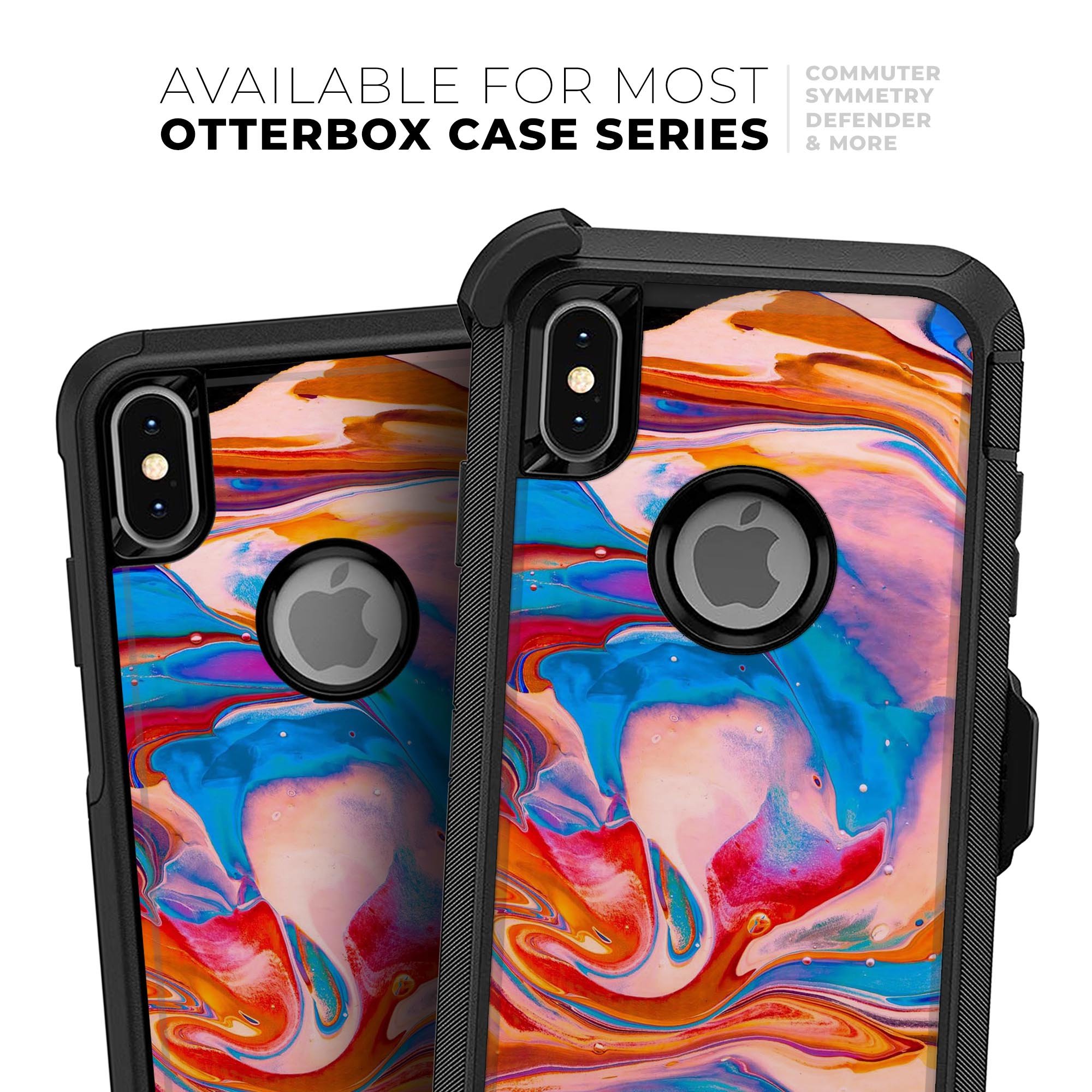 Liquid Abstract Paint V28 Skin Kit for iPhone OtterBox cases featuring vibrant abstract design and premium materials.