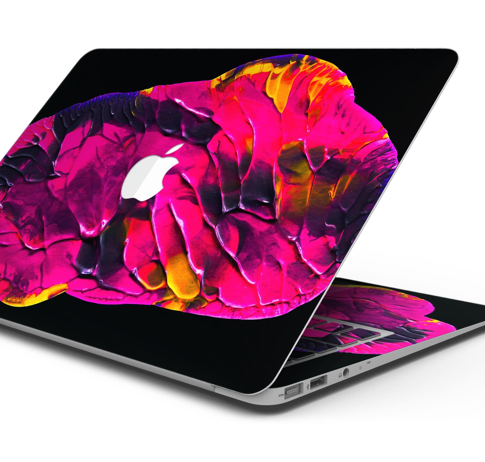 Liquid Abstract Paint V29 skin decal wrap kit for Apple MacBook, showcasing vibrant colors and a sleek design.