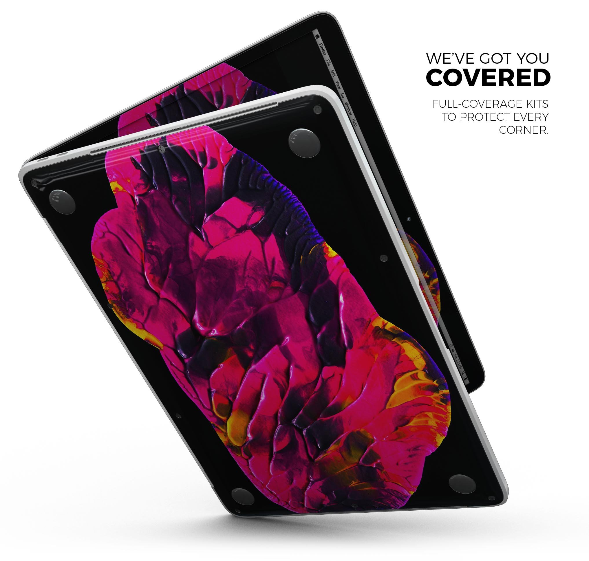 Liquid Abstract Paint V29 skin decal wrap kit for Apple MacBook, showcasing vibrant colors and a sleek design.